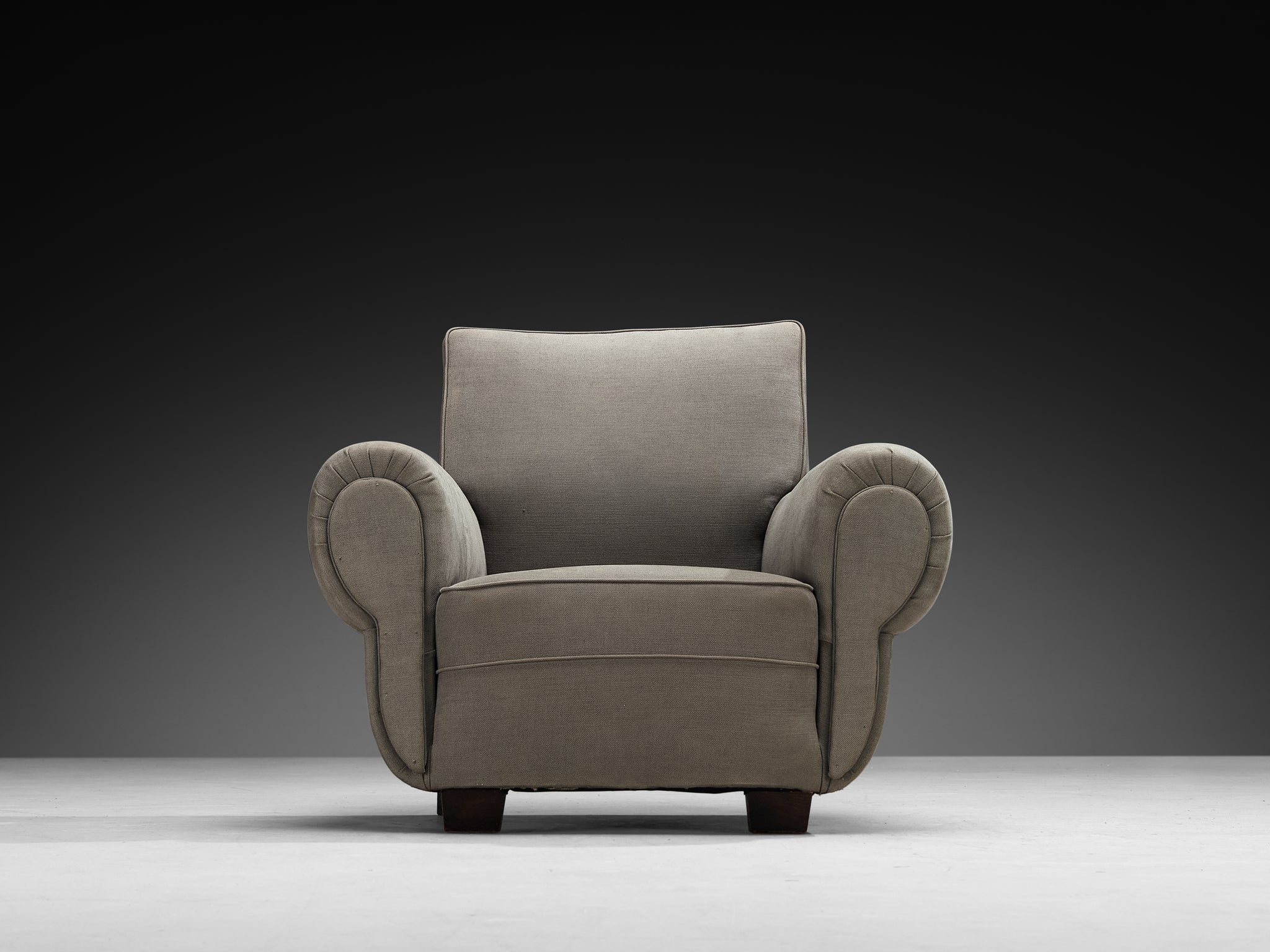 Art Deco Pair of Armchairs in Earthy Grey Fabric Seating Morentz