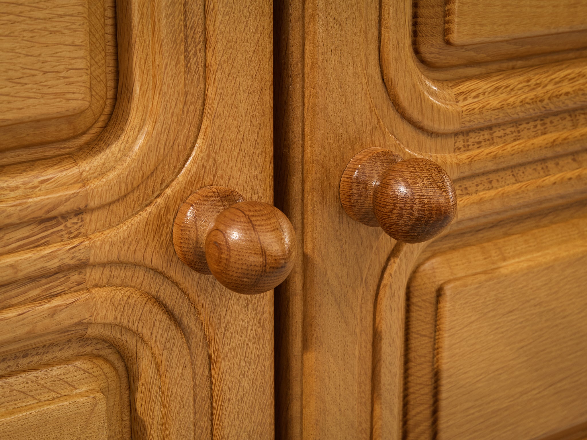 Guillerme & Chambron Highboard in Solid Oak and Brass