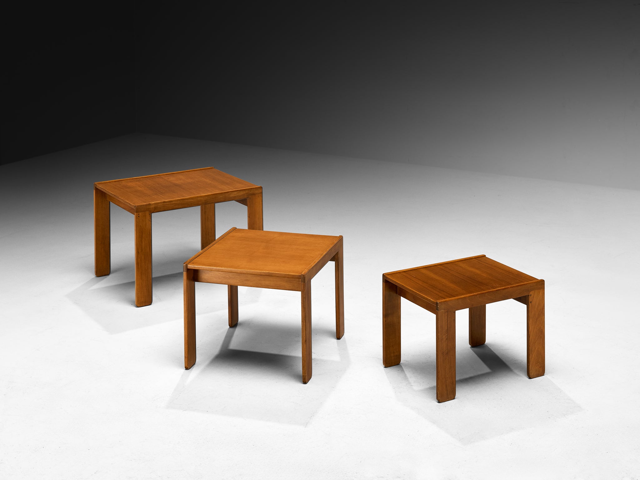 Afra & Tobia Scarpa '777' Nesting Side Table Set in Teak Tables Morentz