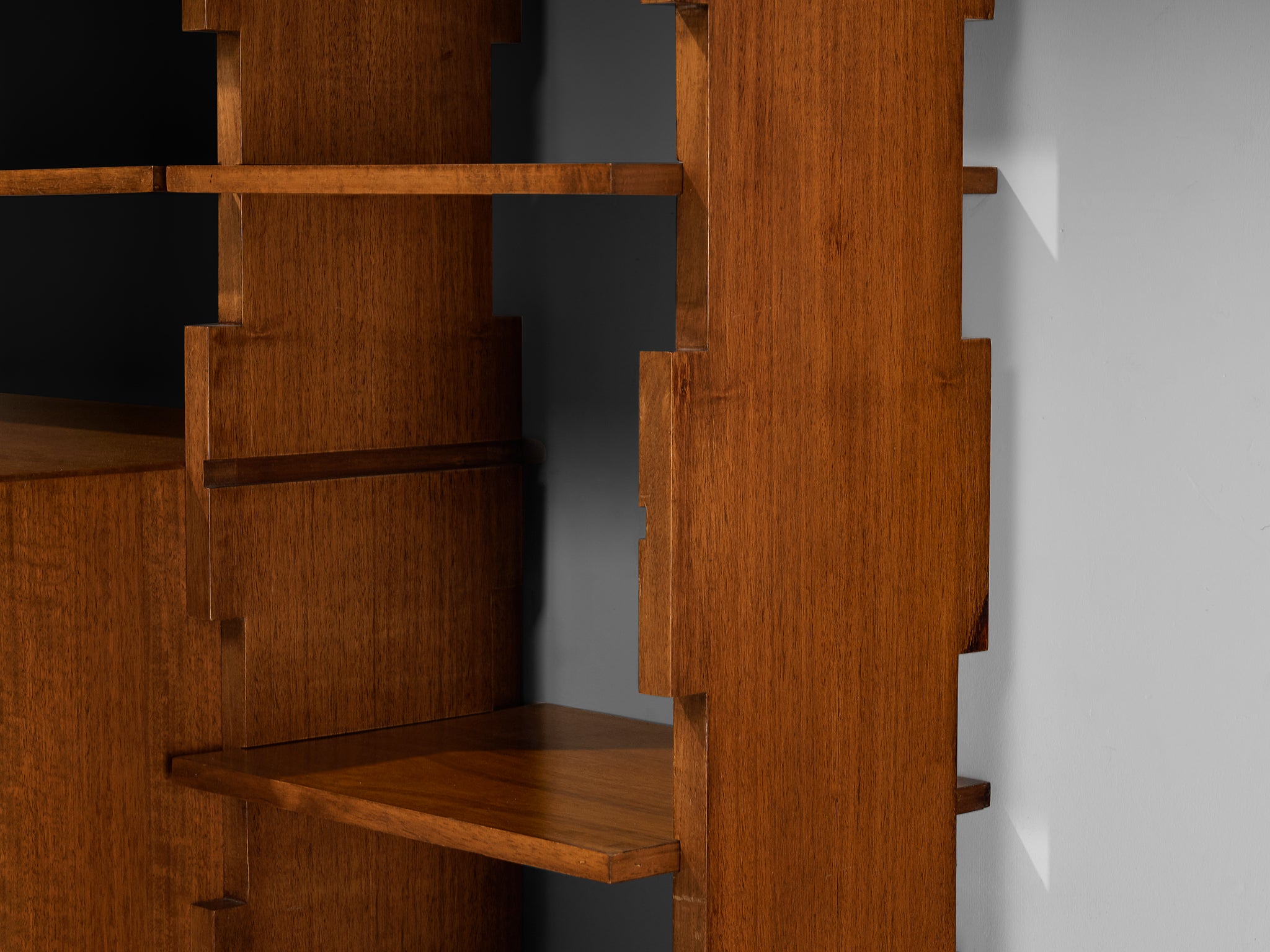 Mid-Century Italian Wall Unit in Walnut with Blue Accents Case pieces and storage cabinets Morentz