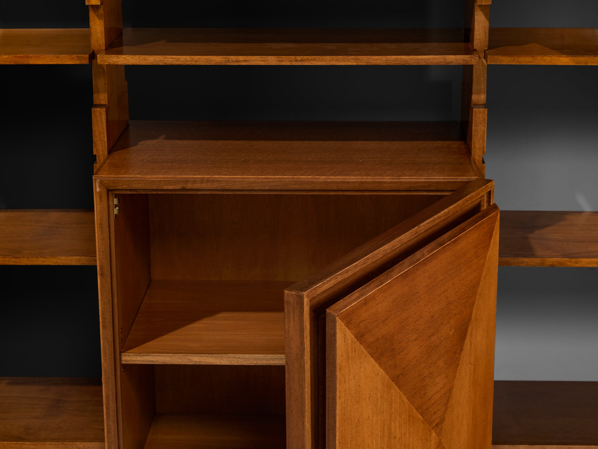 Mid-Century Italian Wall Unit in Walnut with Blue Accents Case pieces and storage cabinets Morentz