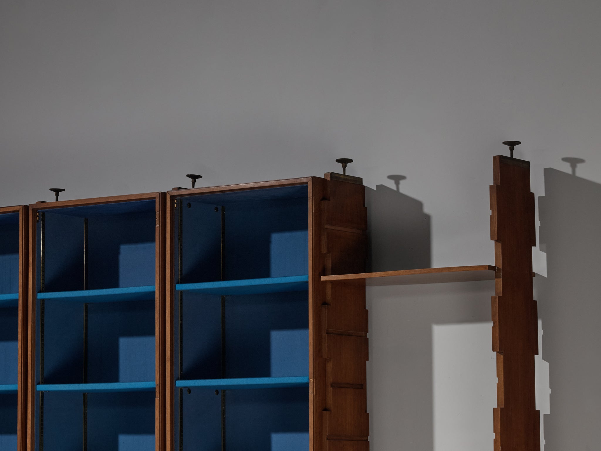 Mid-Century Italian Wall Unit in Walnut with Blue Accents Case pieces and storage cabinets Morentz