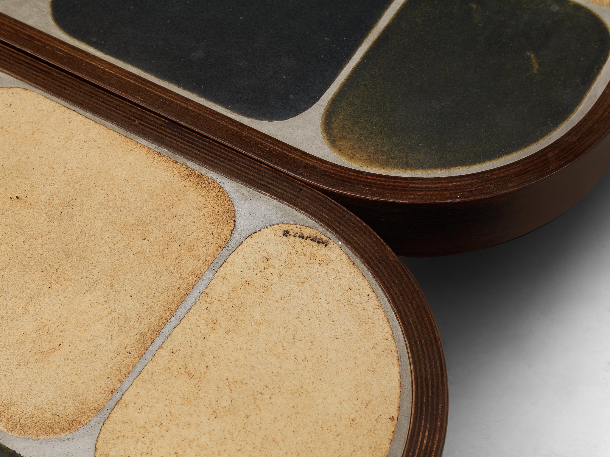 Roger Capron Large ‘Sou-Chong’ Coffee Tables in Ceramic and Wood Tables Morentz