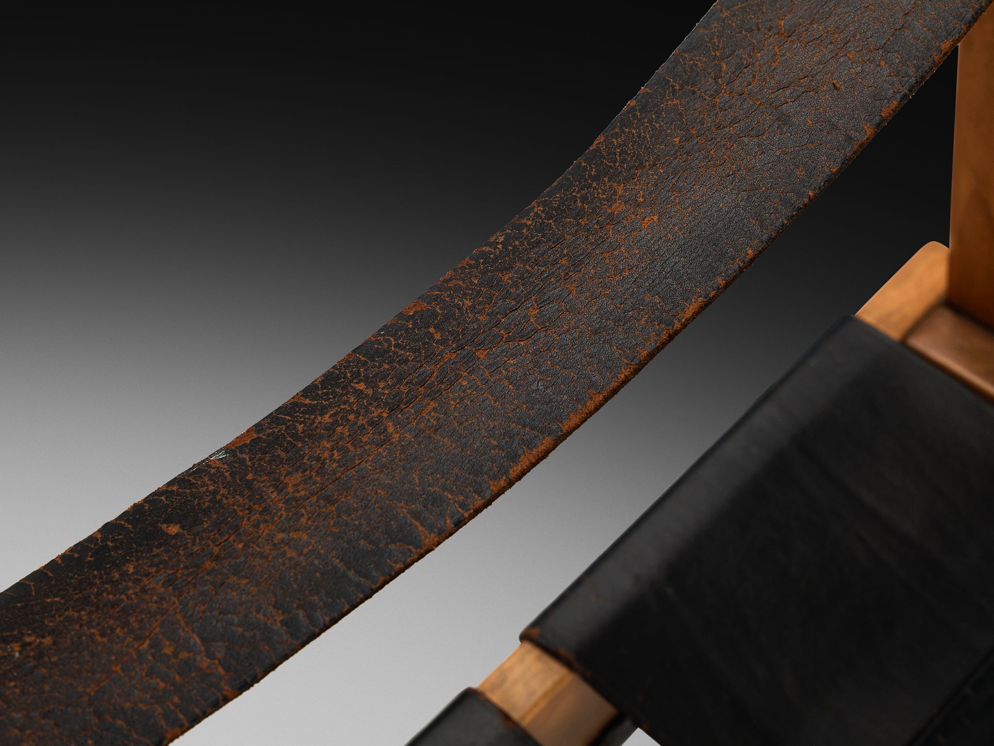 Brutalist Armchair in Leather and Walnut Seating Morentz