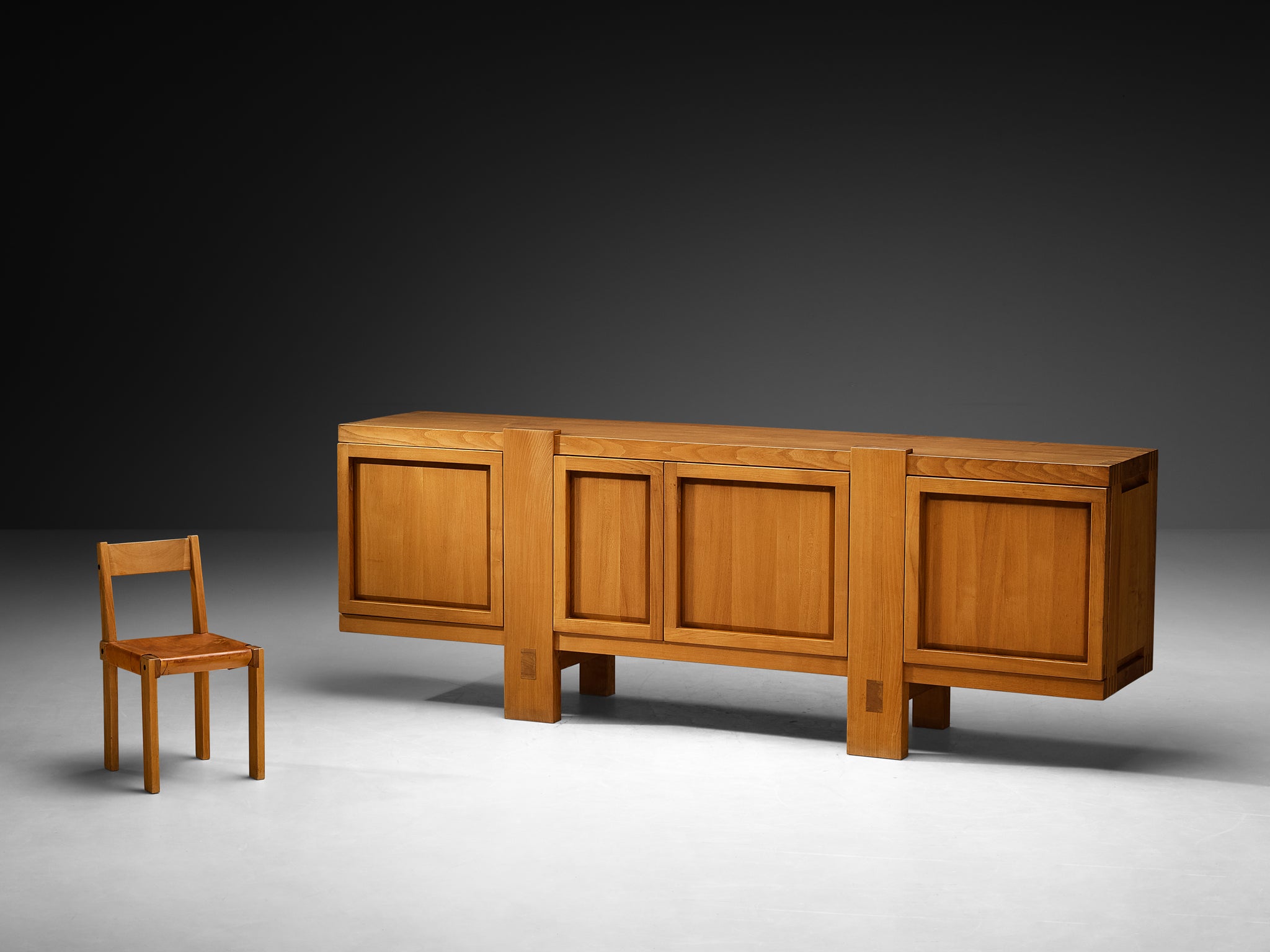 Early Pierre Chapo Sideboard 'R16' in Solid Elm Case pieces and storage cabinets Morentz