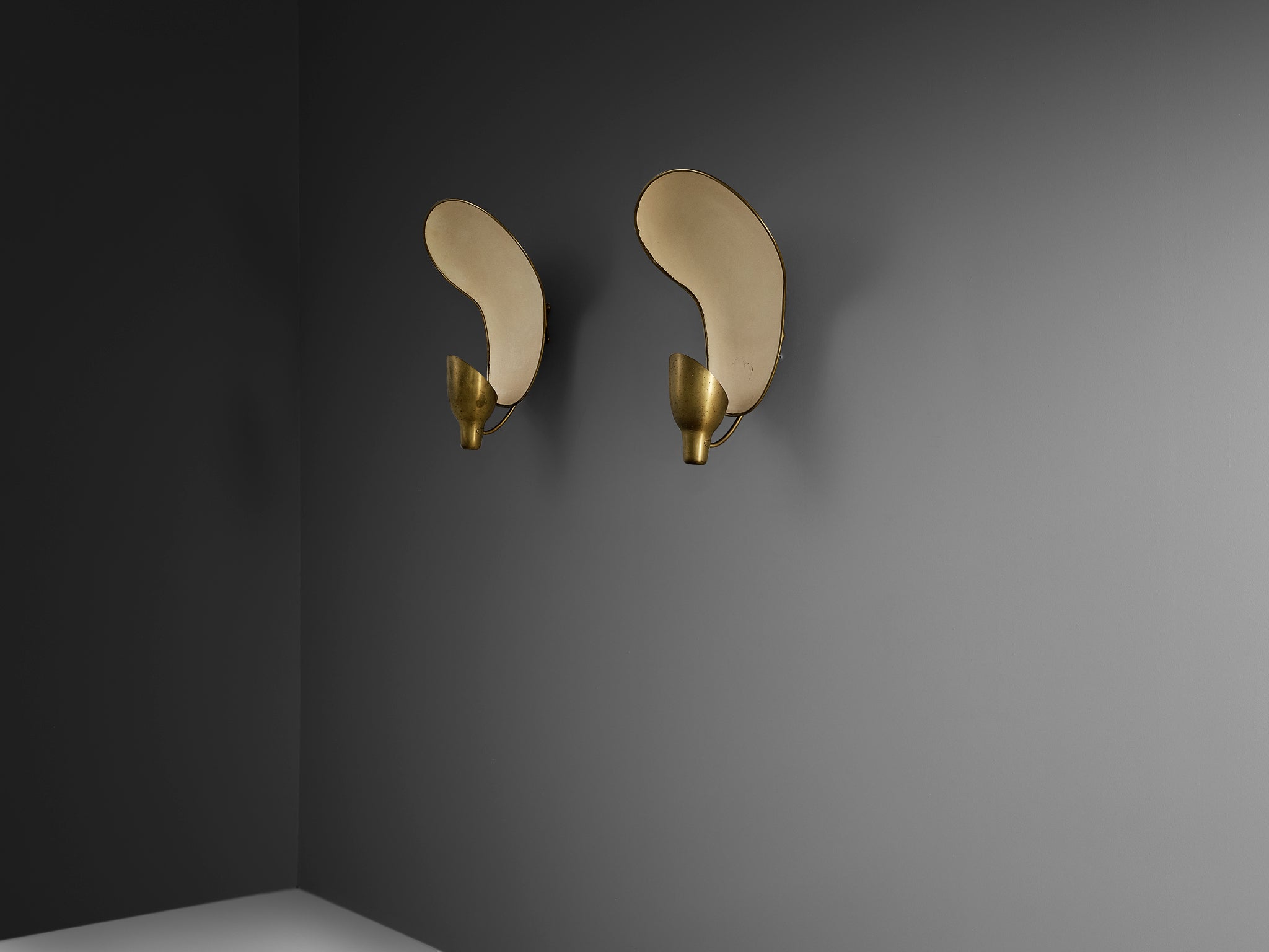 Rare Carl-Axel Acking '5017' Wall lights with Organic Shades in Perforated Brass Lighting Morentz
