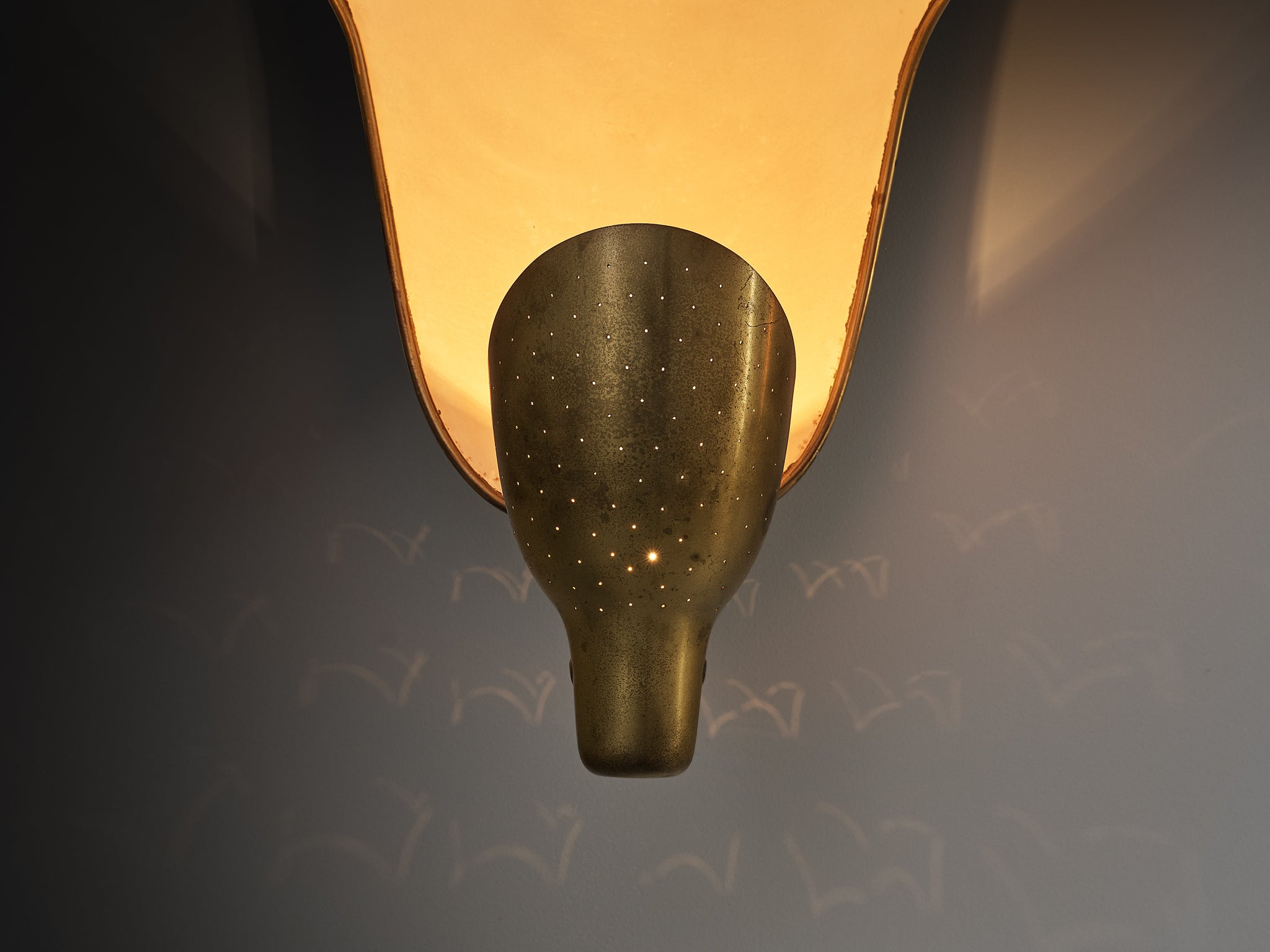 Rare Carl-Axel Acking '5017' Wall lights with Organic Shades in Perforated Brass Lighting Morentz