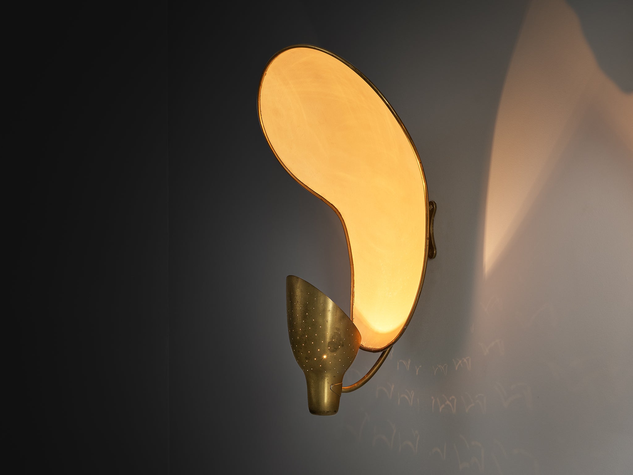 Rare Carl-Axel Acking '5017' Wall lights with Organic Shades in Perforated Brass Lighting Morentz
