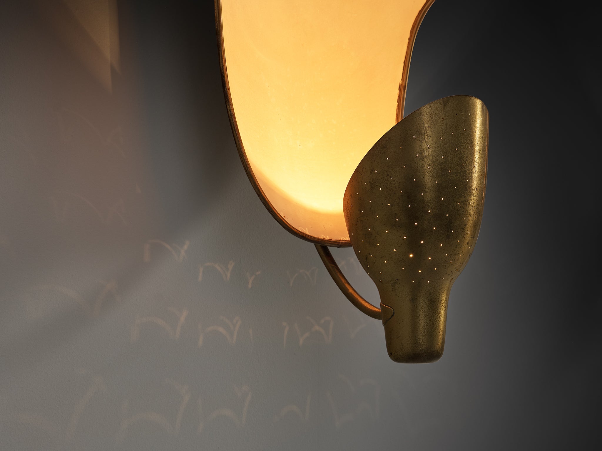Rare Carl-Axel Acking '5017' Wall lights with Organic Shades in Perforated Brass Lighting Morentz