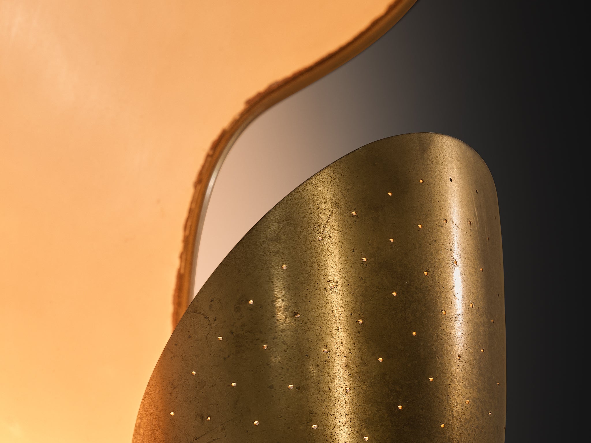 Rare Carl-Axel Acking '5017' Wall Light with Organic Shades in Perforated Brass Lighting Morentz