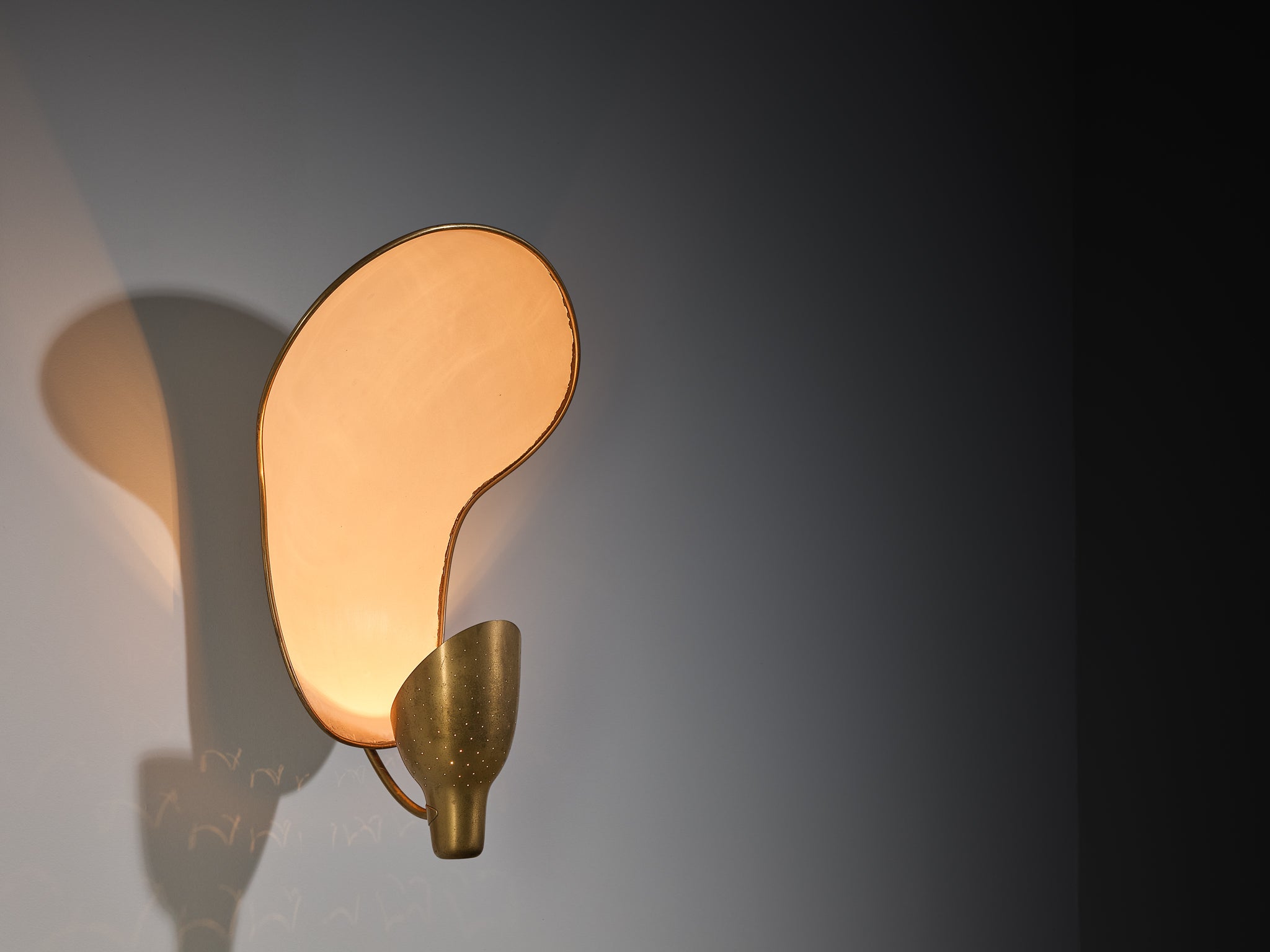Rare Carl-Axel Acking '5017' Wall Light with Organic Shades in Perforated Brass Lighting Morentz