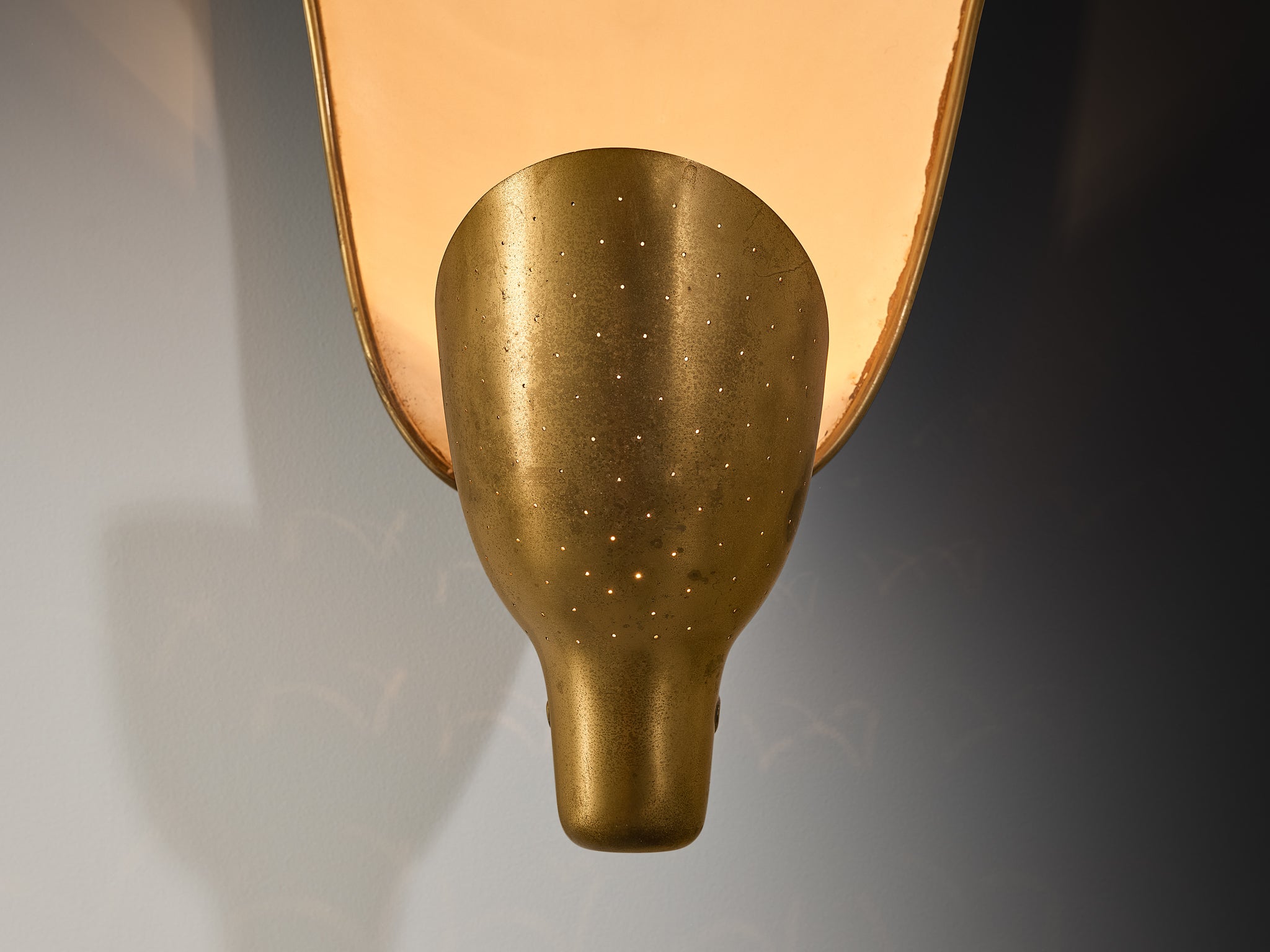 Rare Carl-Axel Acking '5017' Wall Light with Organic Shades in Perforated Brass Lighting Morentz