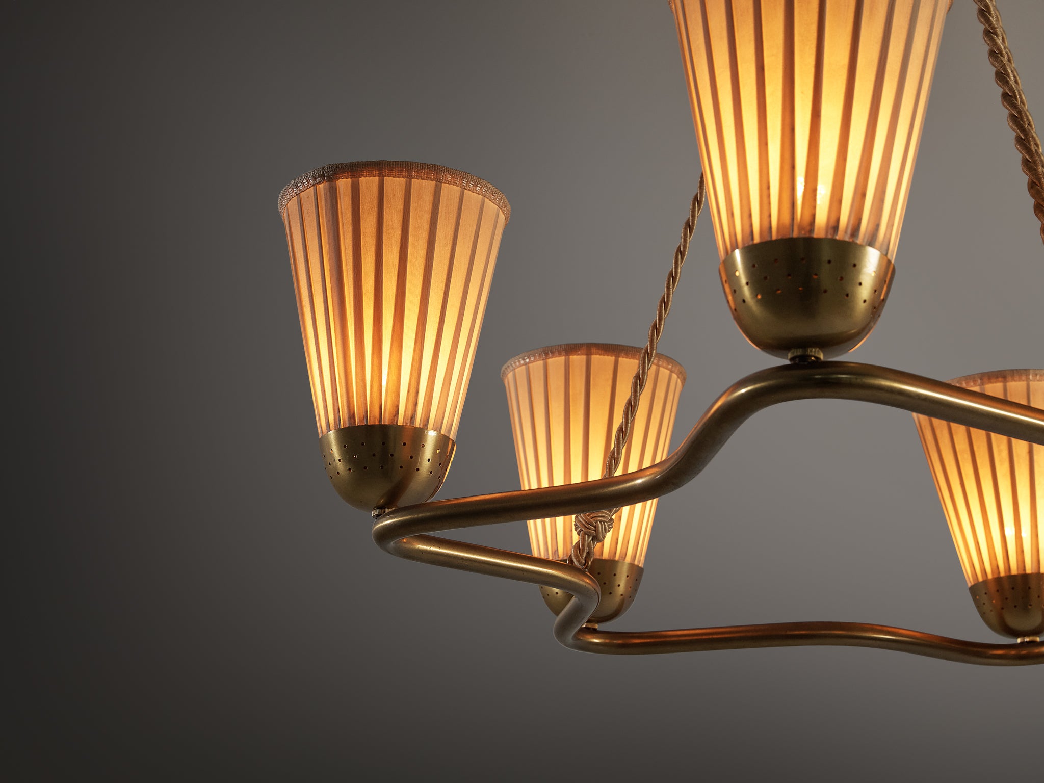 Bergboms Chandelier Star Shaped Rod and Fabric Shades Lighting Morentz