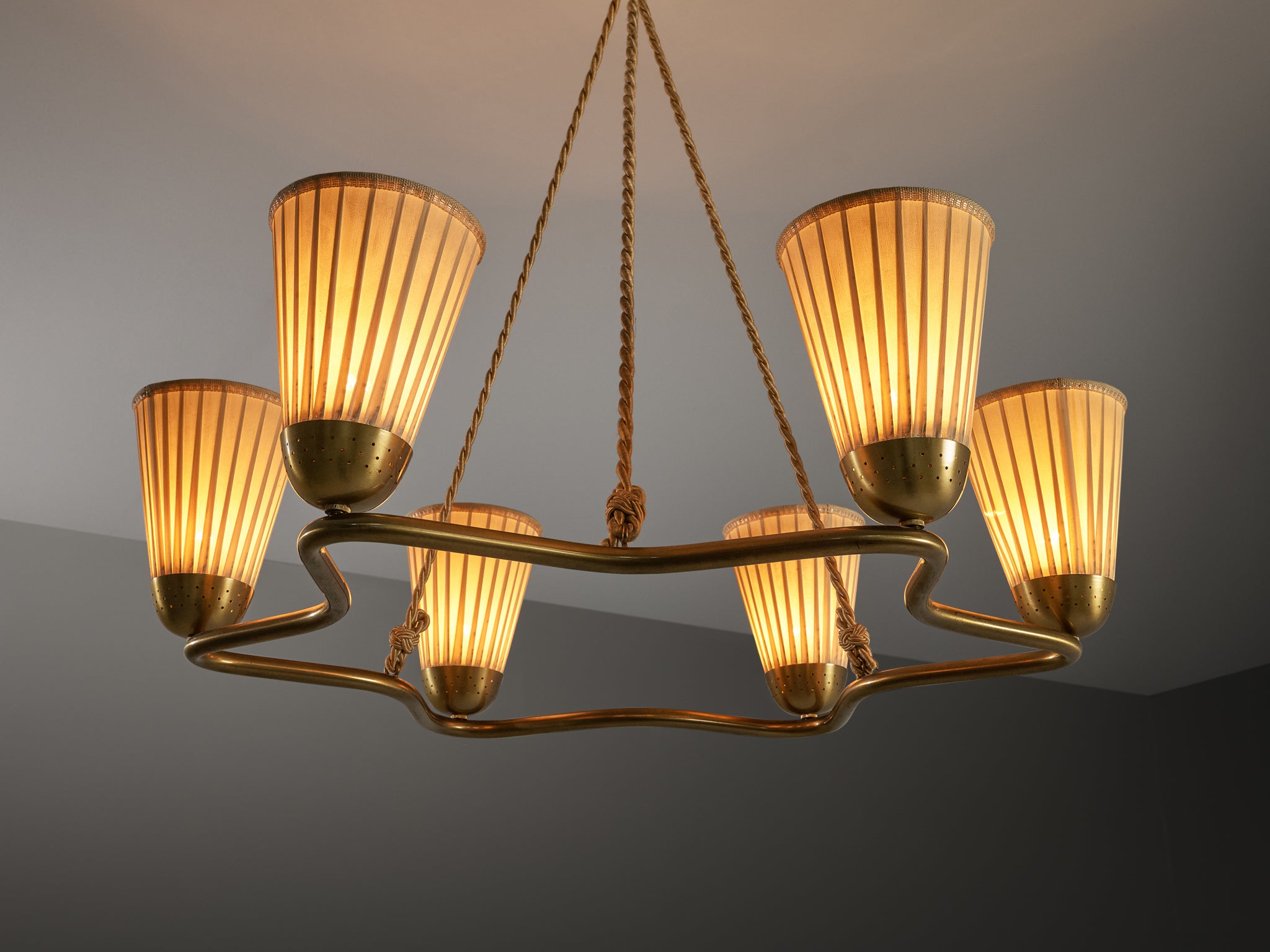 Bergboms Chandelier Star Shaped Rod and Fabric Shades