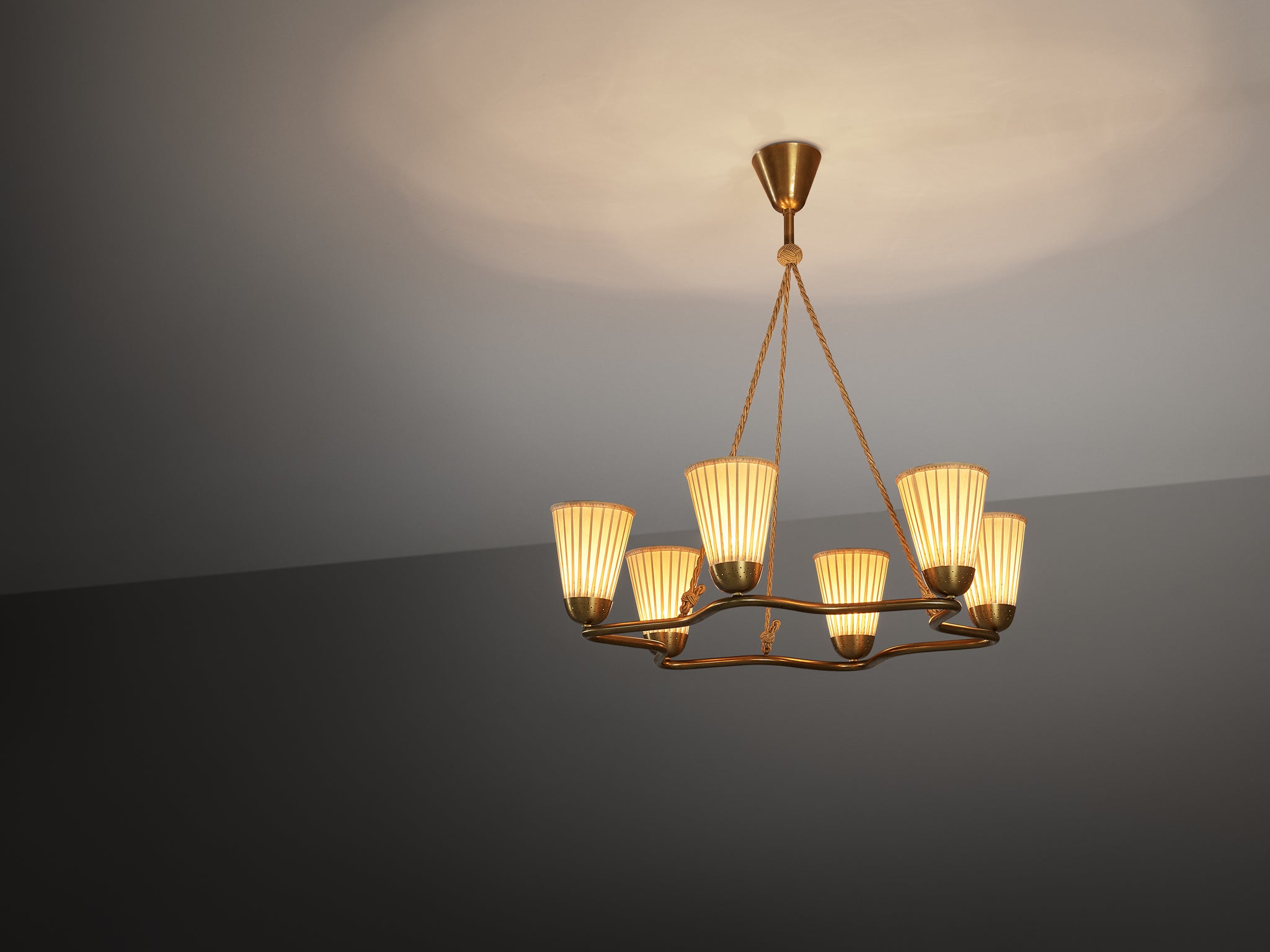 Bergboms Chandelier Star Shaped Rod and Fabric Shades Lighting Morentz