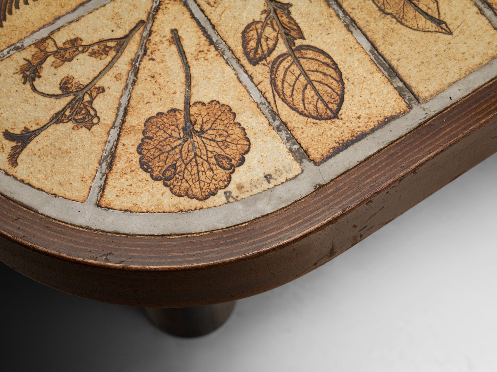 Roger Capron Coffee Table with Floral Imprinted Ceramic Tiles
