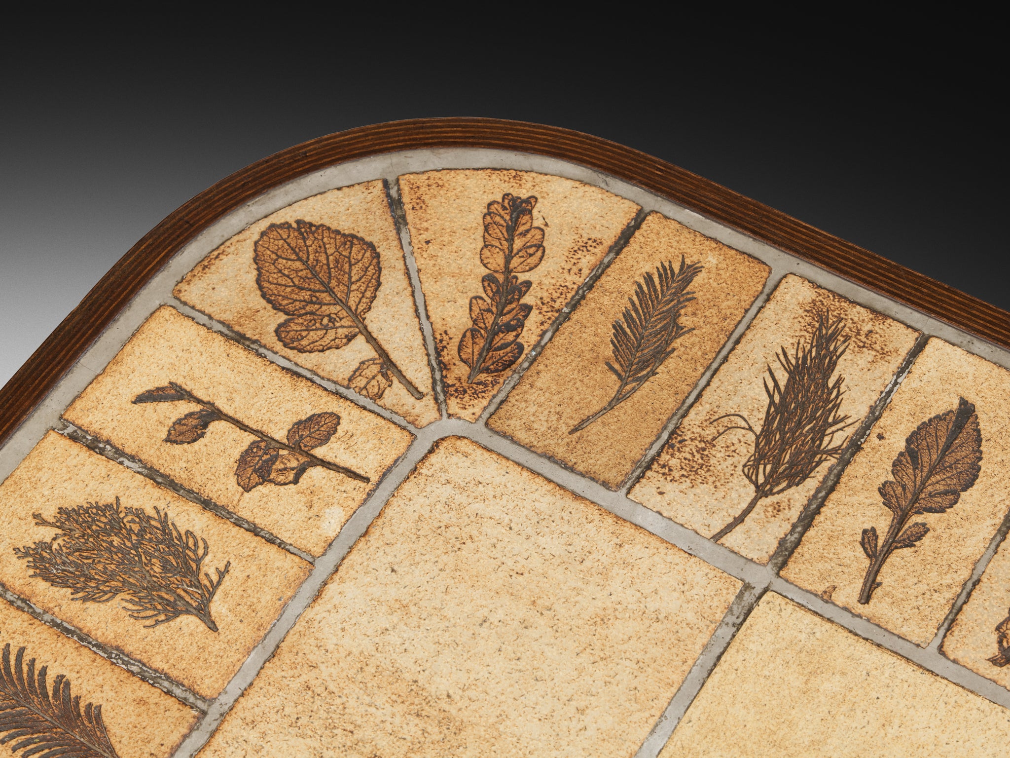 Roger Capron Coffee Table with Floral Imprinted Ceramic Tiles