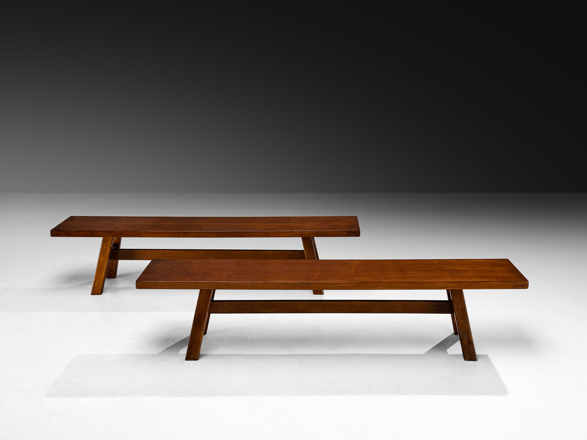 Giovanni Michelucci 'Torbecchia' Benches in Walnut Seating Morentz