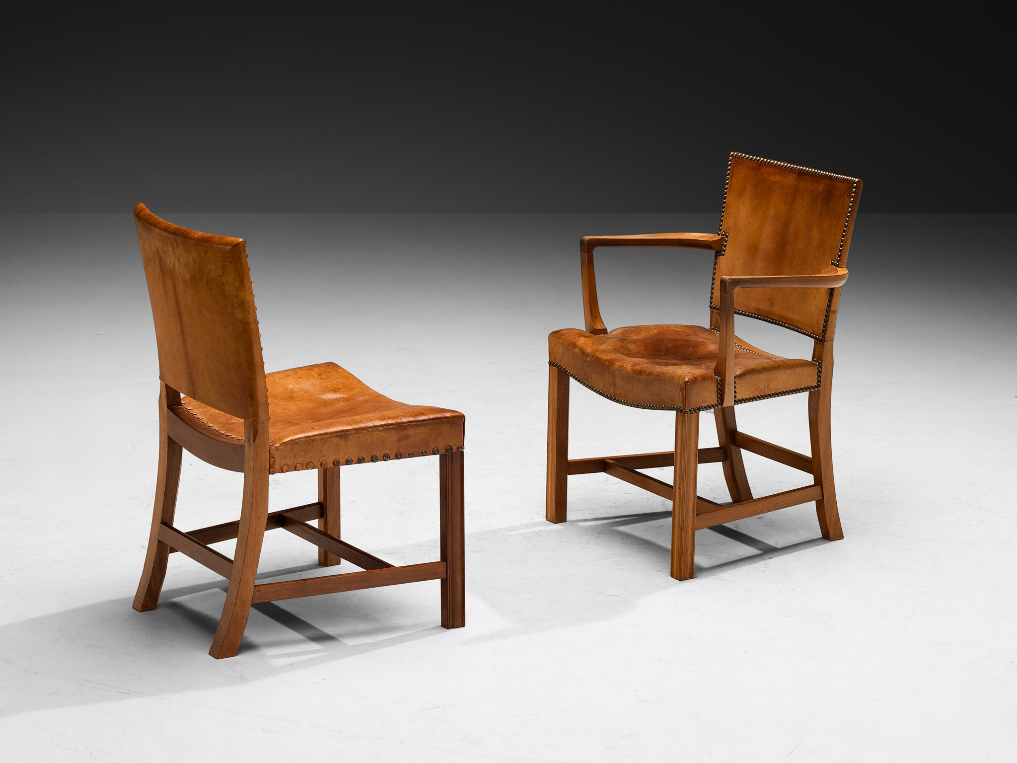 Kaare Klint Rare Set of Eight Dining Chairs in Niger Leather and Mahogany Seating Morentz