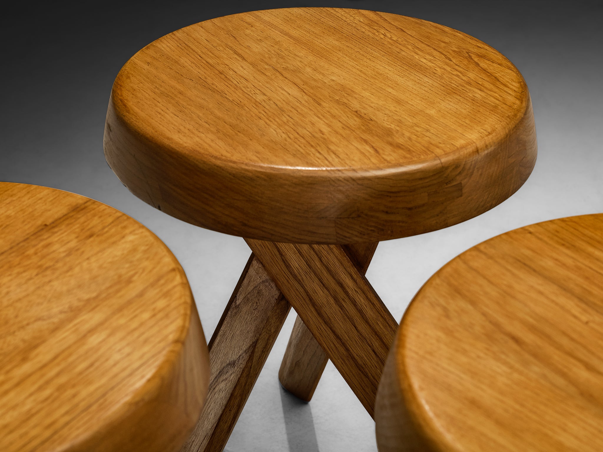 Pierre Chapo Stools 'S13A' in Solid Elm