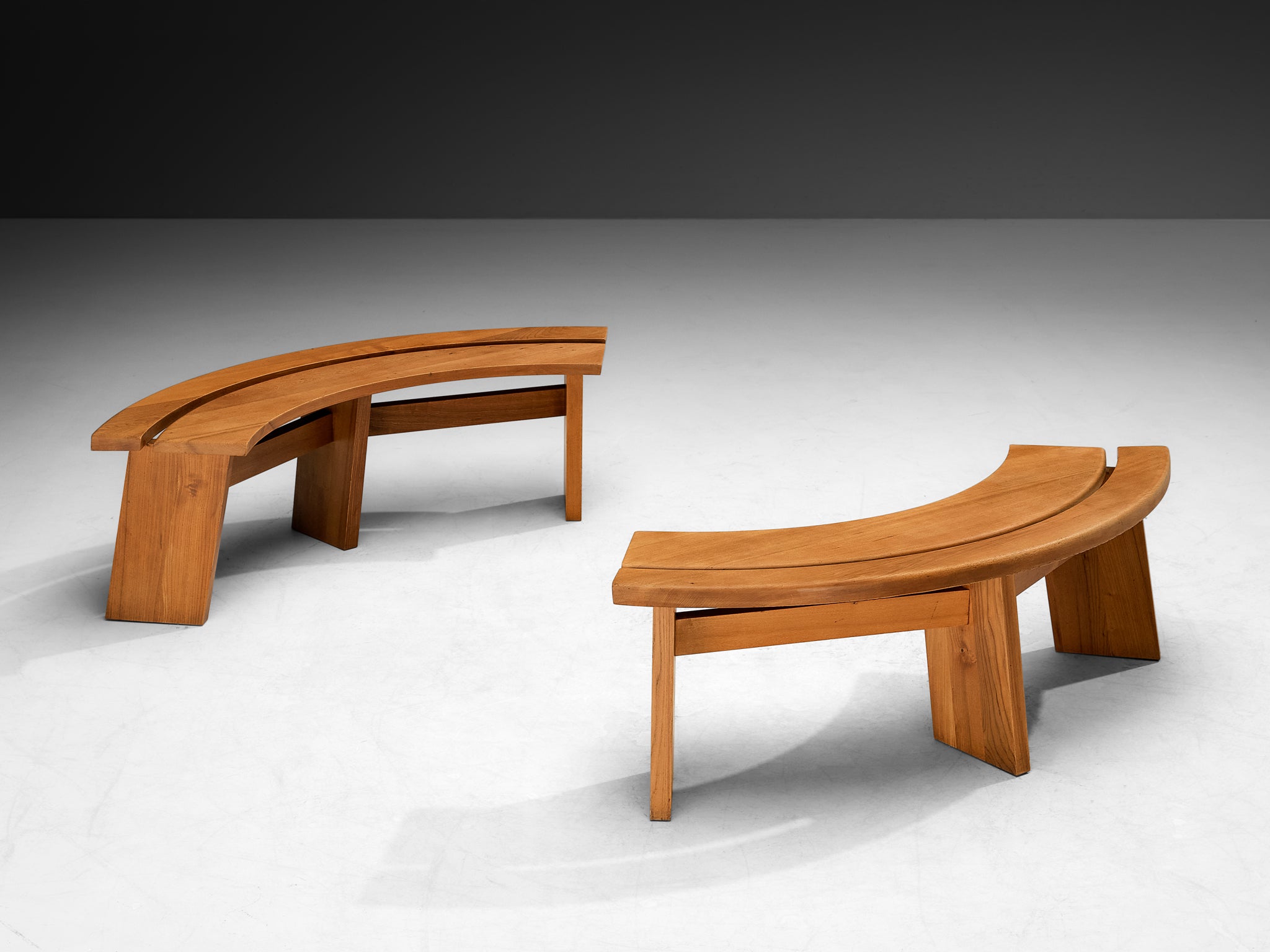 Pierre Chapo Early 'S38A' Benches in Solid Elm Seating Morentz