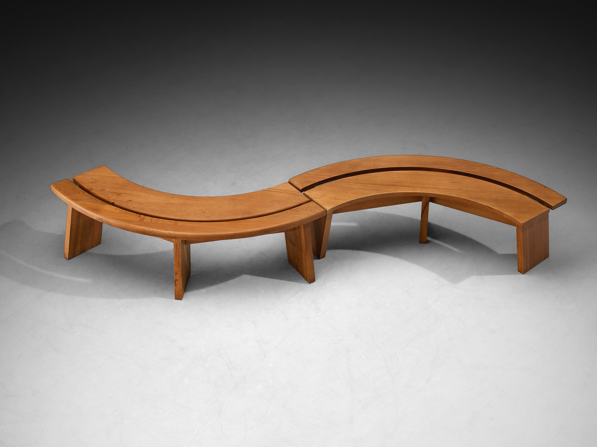 Pierre Chapo Early 'S38A' Benches in Solid Elm Seating Morentz