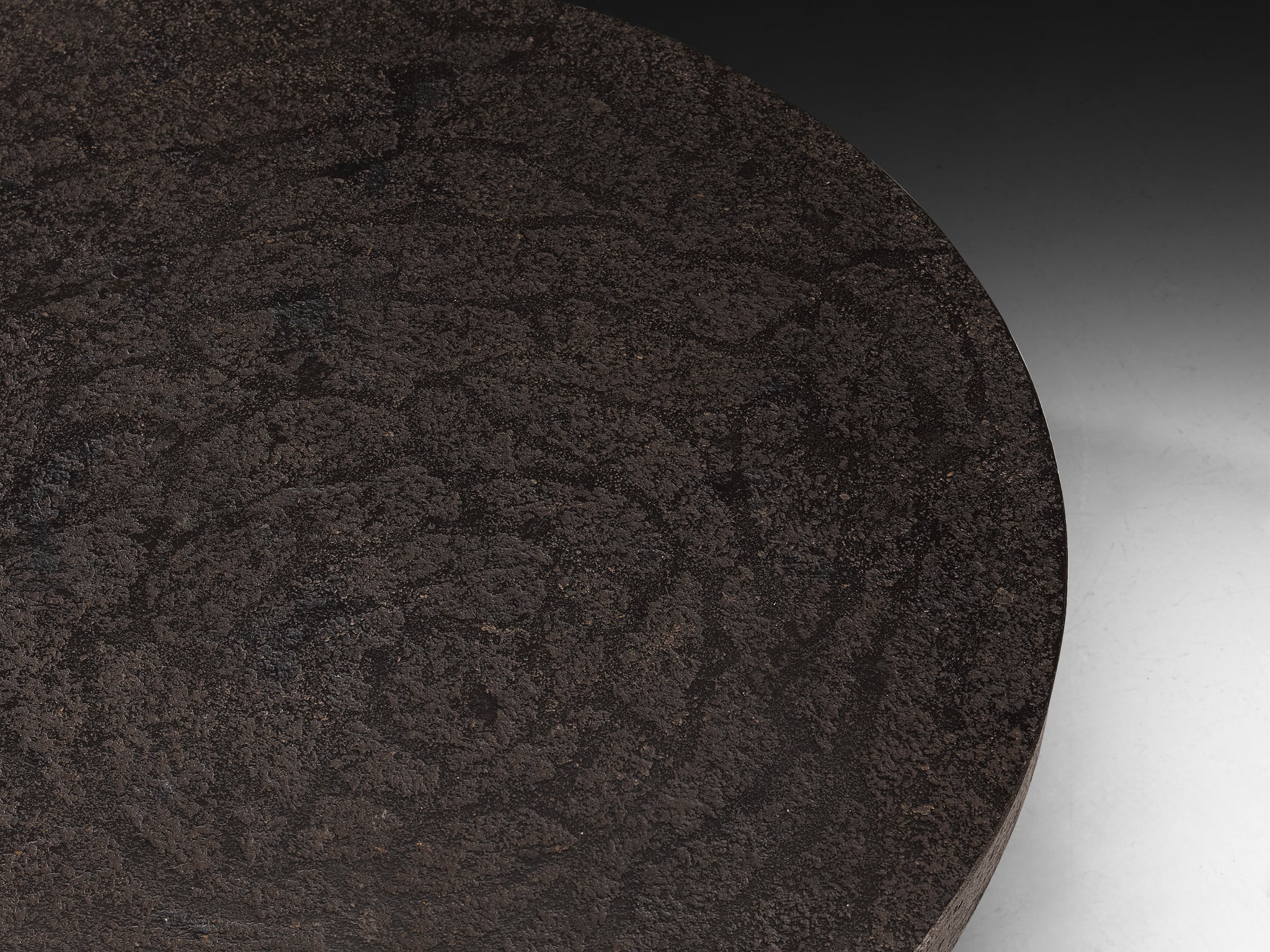 Brutalist Round Coffee Table in Black Stone Look Resin Tables Morentz