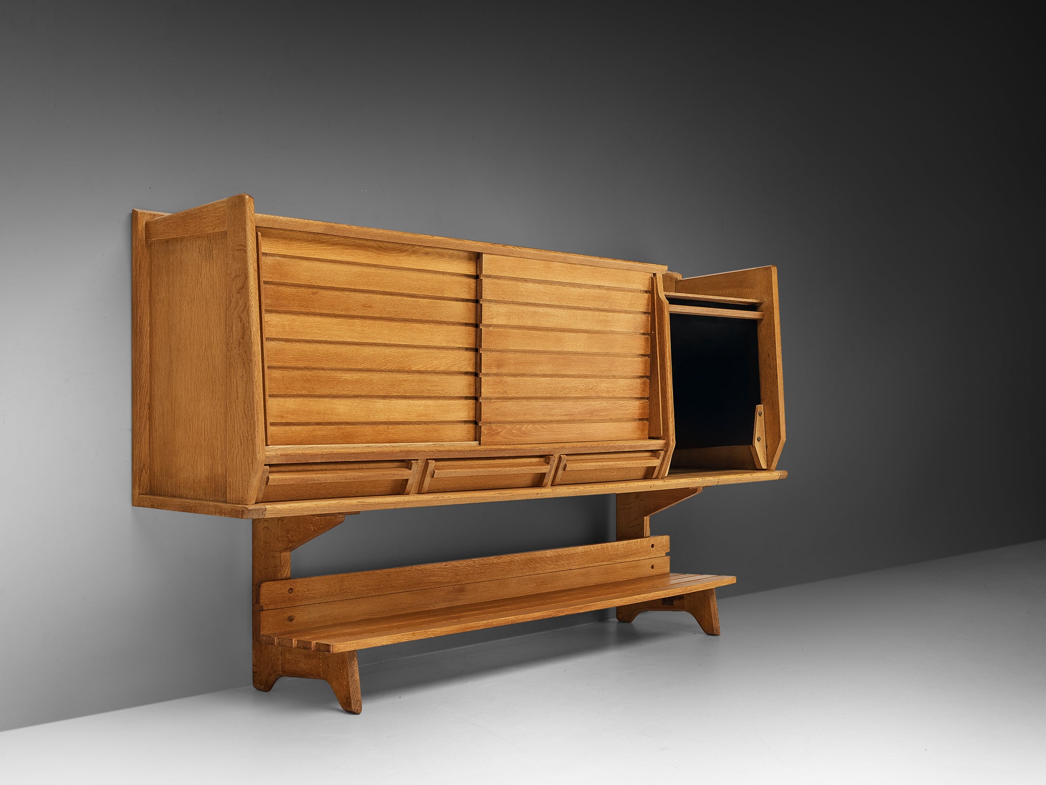 Guillerme & Chambron Sideboard in Oak, Glass and Ceramic Case pieces and storage cabinets Morentz