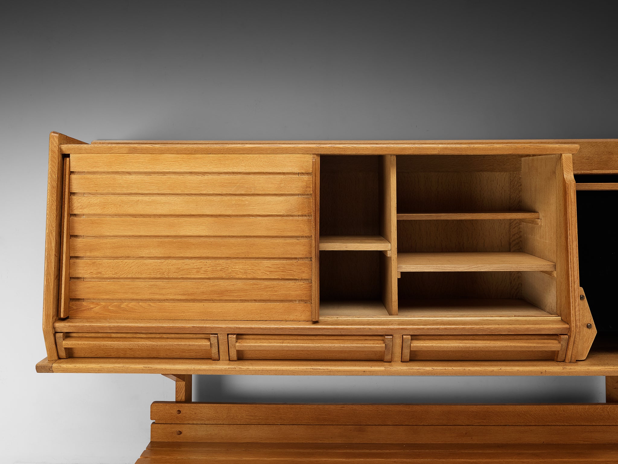 Guillerme & Chambron Sideboard in Oak, Glass and Ceramic Case pieces and storage cabinets Morentz