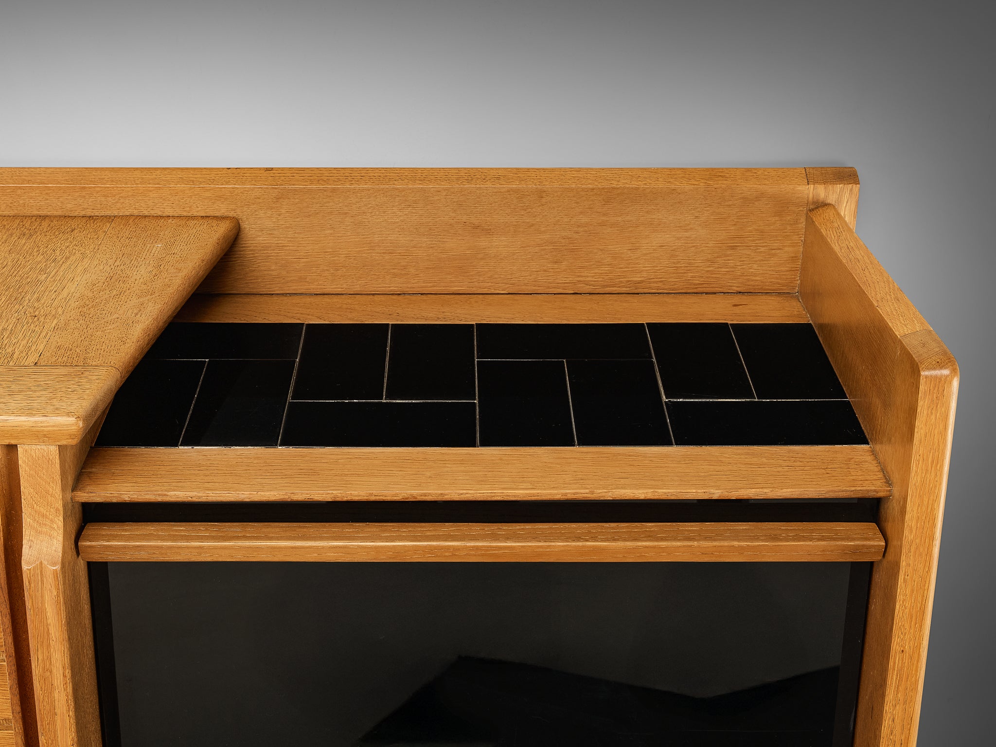 Guillerme & Chambron Sideboard in Oak, Glass and Ceramic Case pieces and storage cabinets Morentz