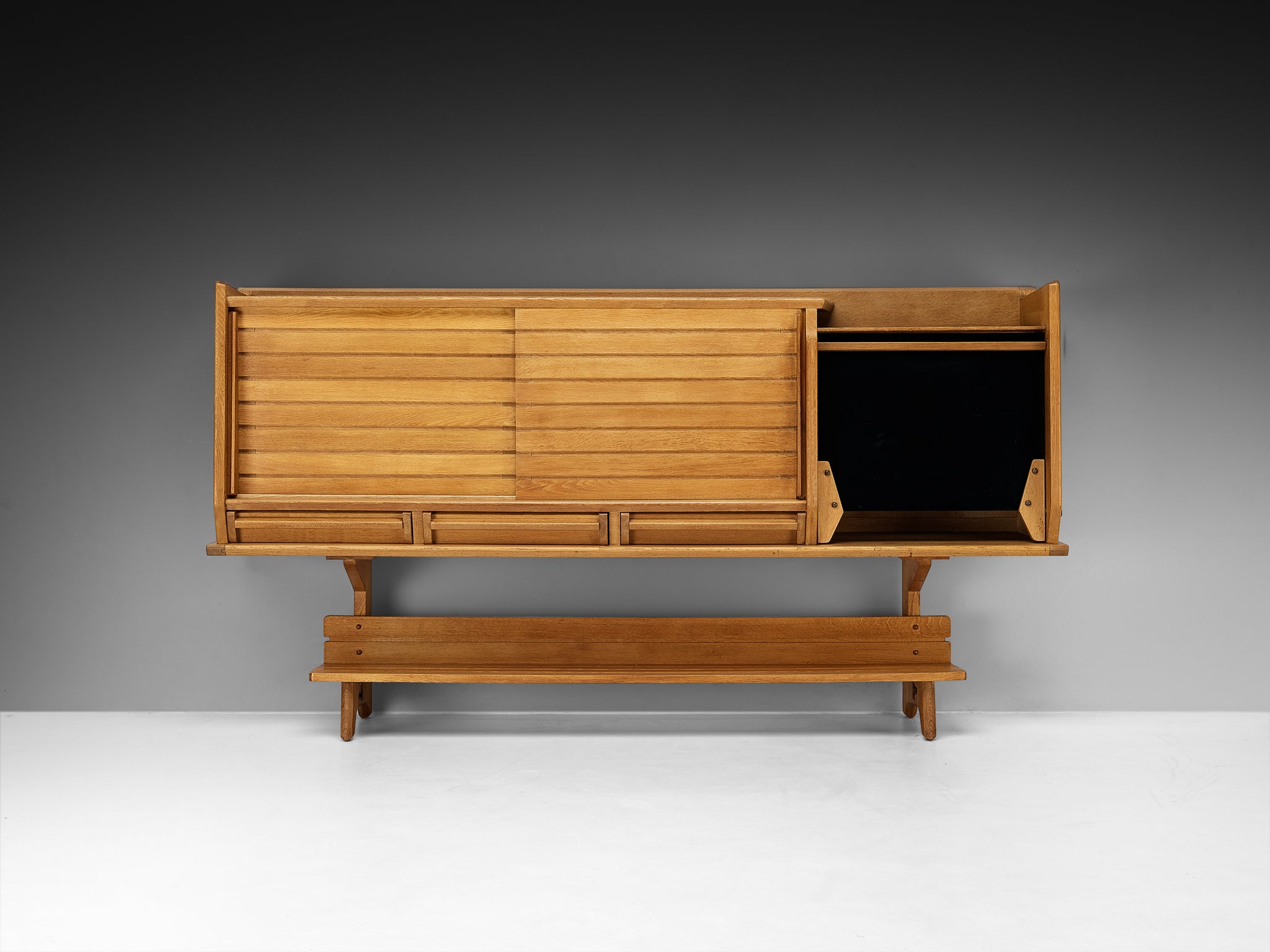 Guillerme & Chambron Sideboard in Oak, Glass and Ceramic Case pieces and storage cabinets Morentz