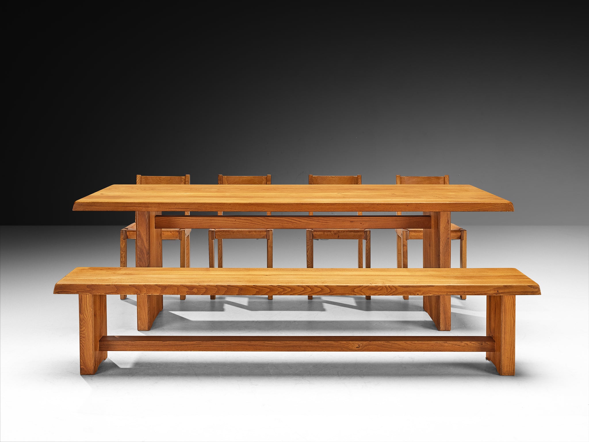 Pierre Chapo Dining Set with 'T14D' Table, 'S14B' Bench and 'S24' Chairs Tables Morentz