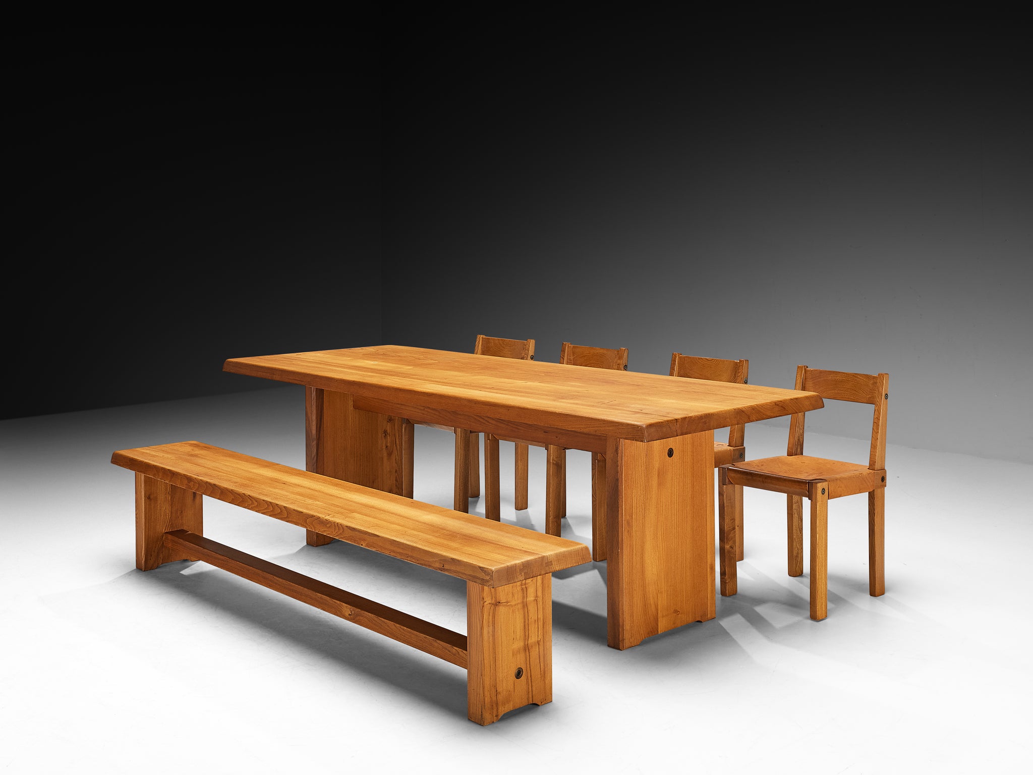 Pierre Chapo Dining Set with 'T14D' Table, 'S14B' Bench and 'S24' Chairs Tables Morentz