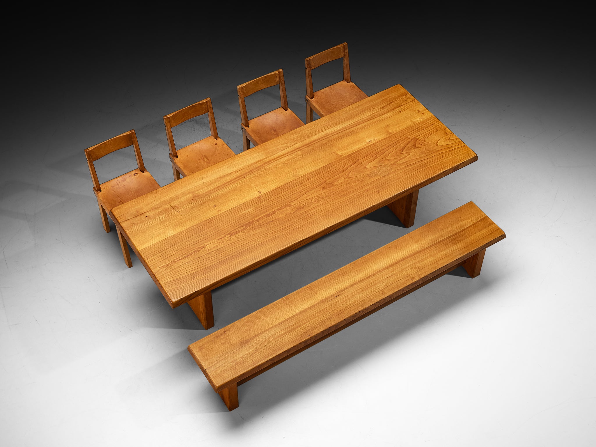 Pierre Chapo Dining Set with 'T14D' Table, 'S14B' Bench and 'S24' Chairs Tables Morentz