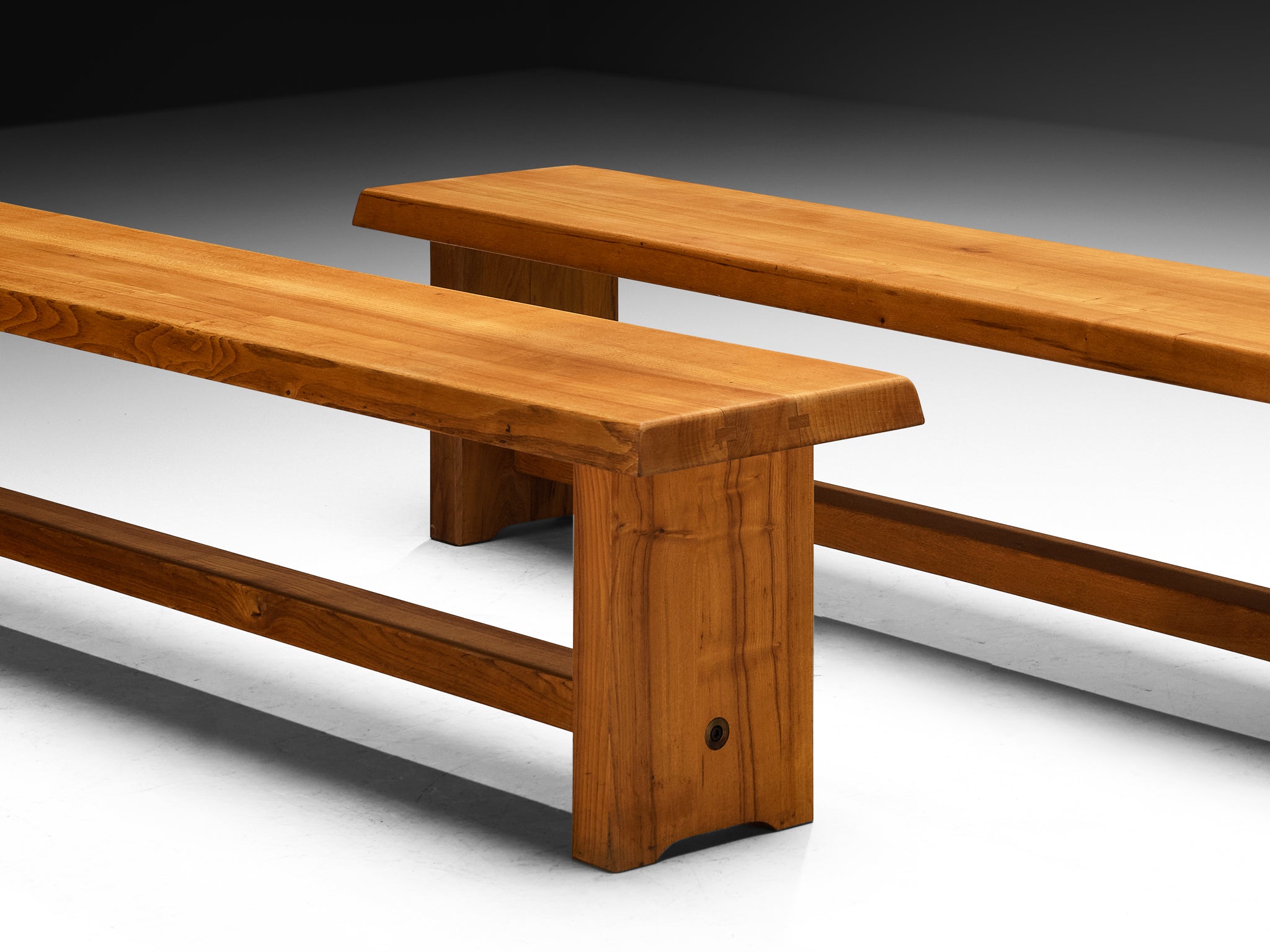 Pierre Chapo Benches Model 'S14D' in Elm Seating Morentz