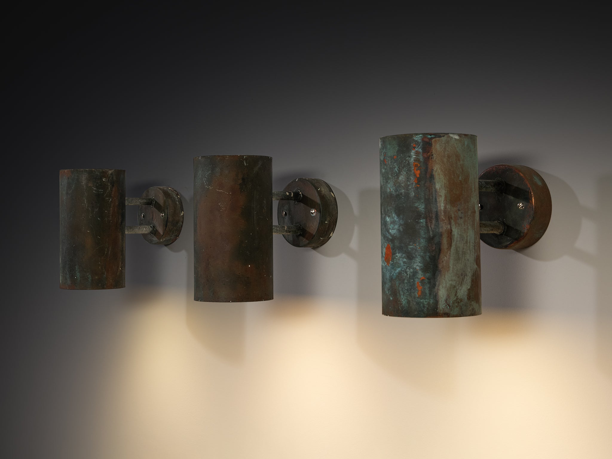 Hans-Agne Jakobsson ‘Rulle’ Wall Lights in Patinated Copper Lighting Morentz