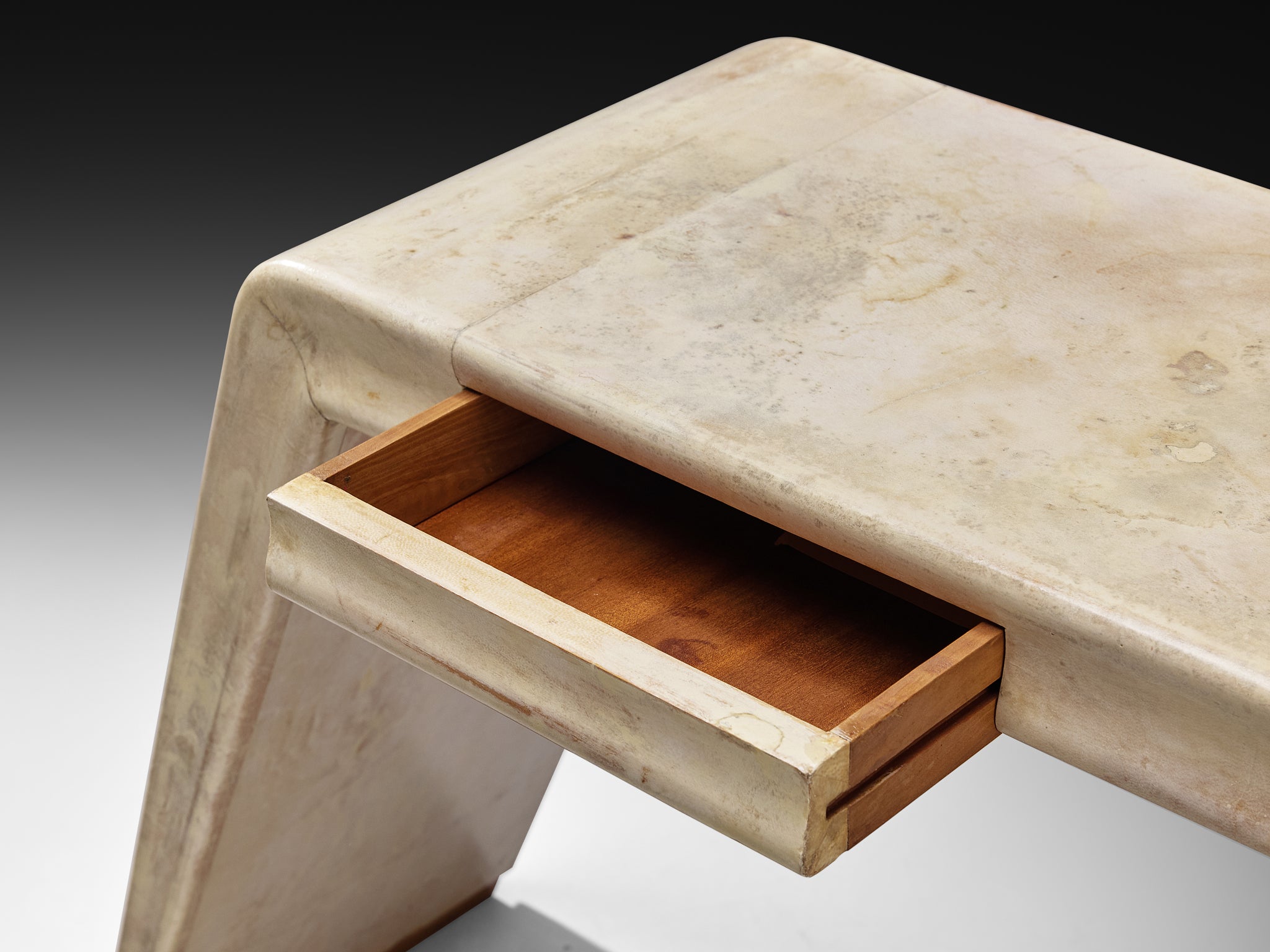 Valzania Italian Art Deco Console Table in Parchment Tables Morentz