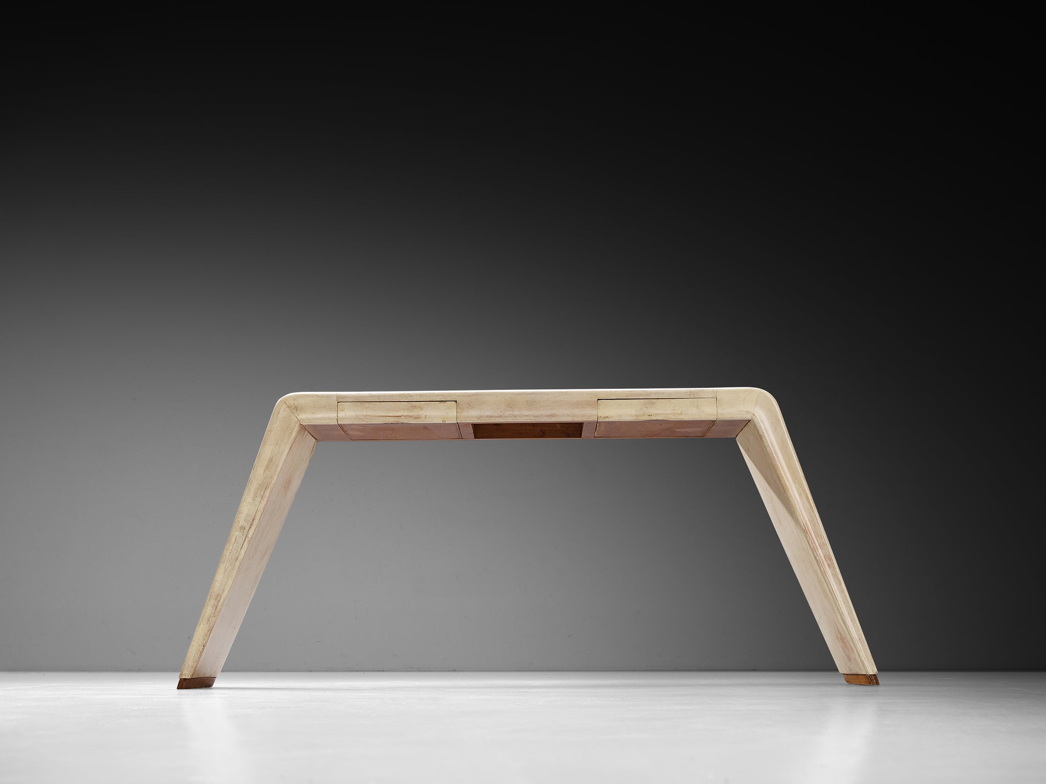 Valzania Italian Art Deco Console Table in Parchment Tables Morentz