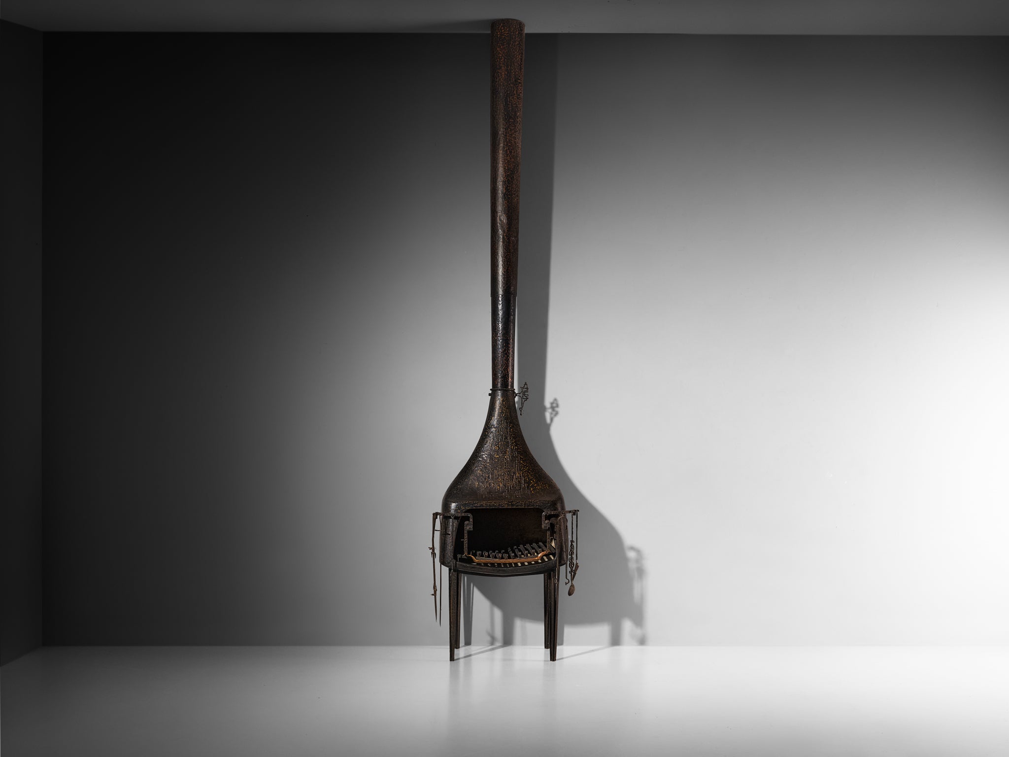 Ugo Trevisan Fireplace in Hammered Steel Building and Garden Elements Morentz