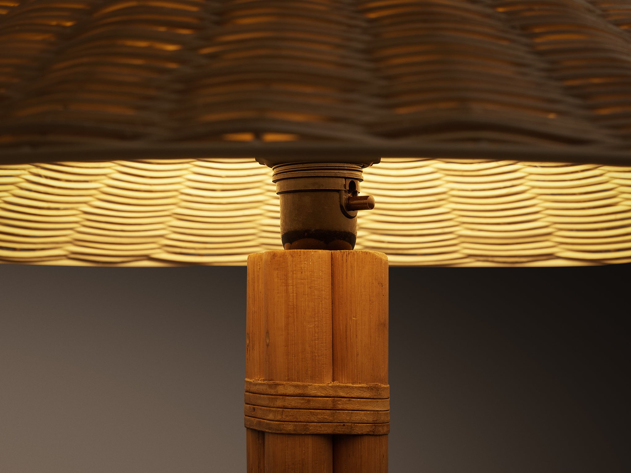 Pair of Bergboms 'G 105' Floor Lamps in Bamboo Cane and Brass Lighting Morentz