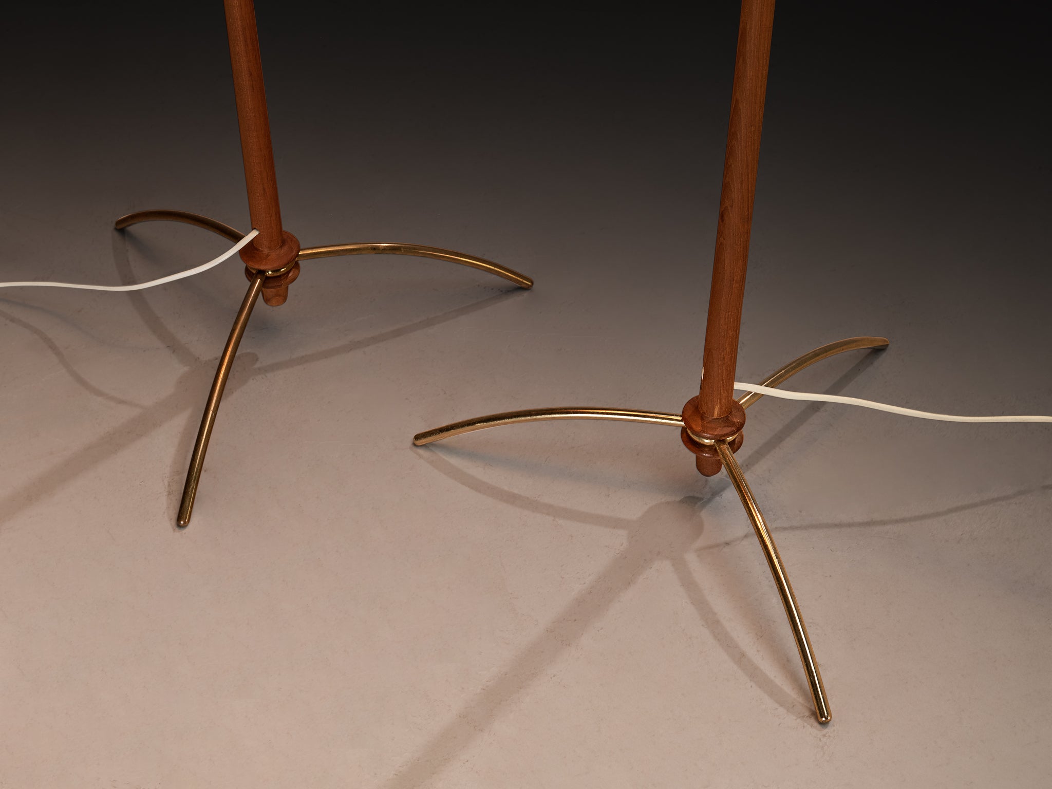 Hans-Agne Jakobsson Pair of 'G45' Floor Lamps in Teak and Cane Lighting Morentz