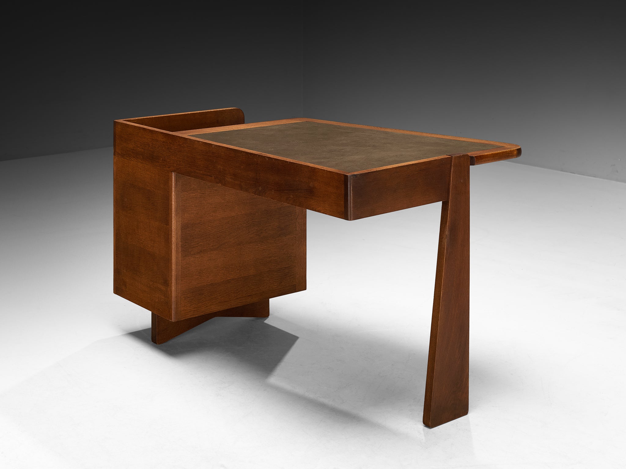 Guillerme & Chambron for Votre Maison Writing Desk in Oak and Leather Tables Morentz