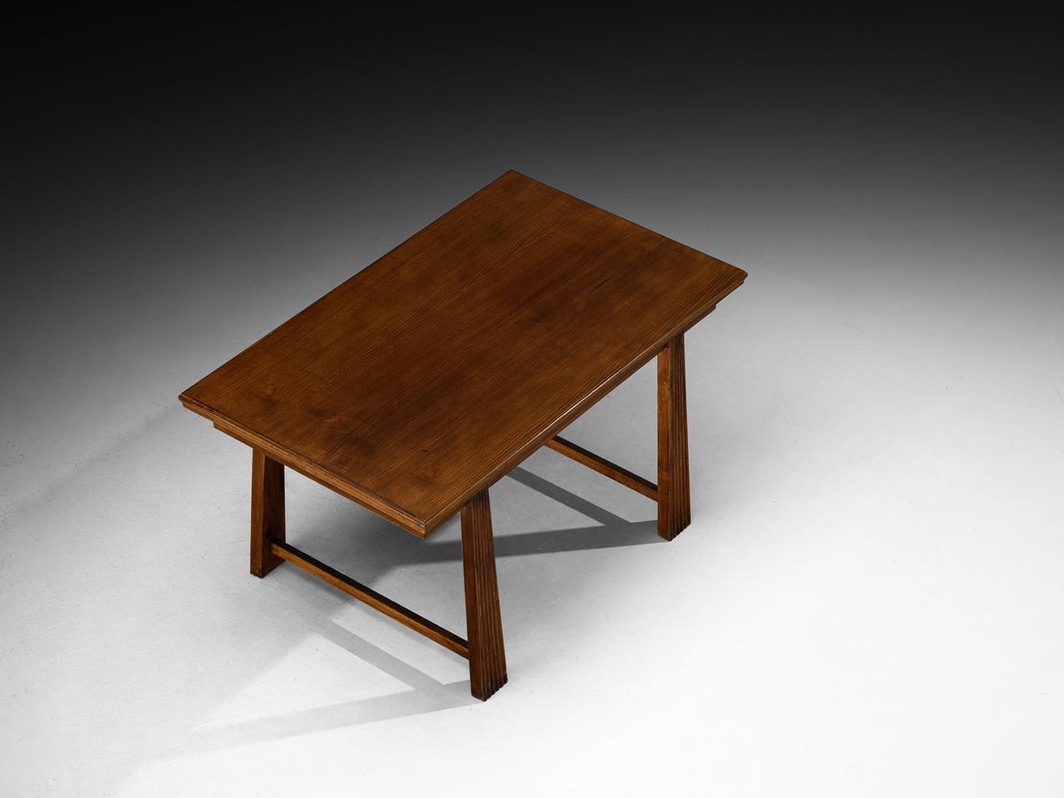 1940s Italian Chestnut Dining Table with Fluted Legs Tables Morentz