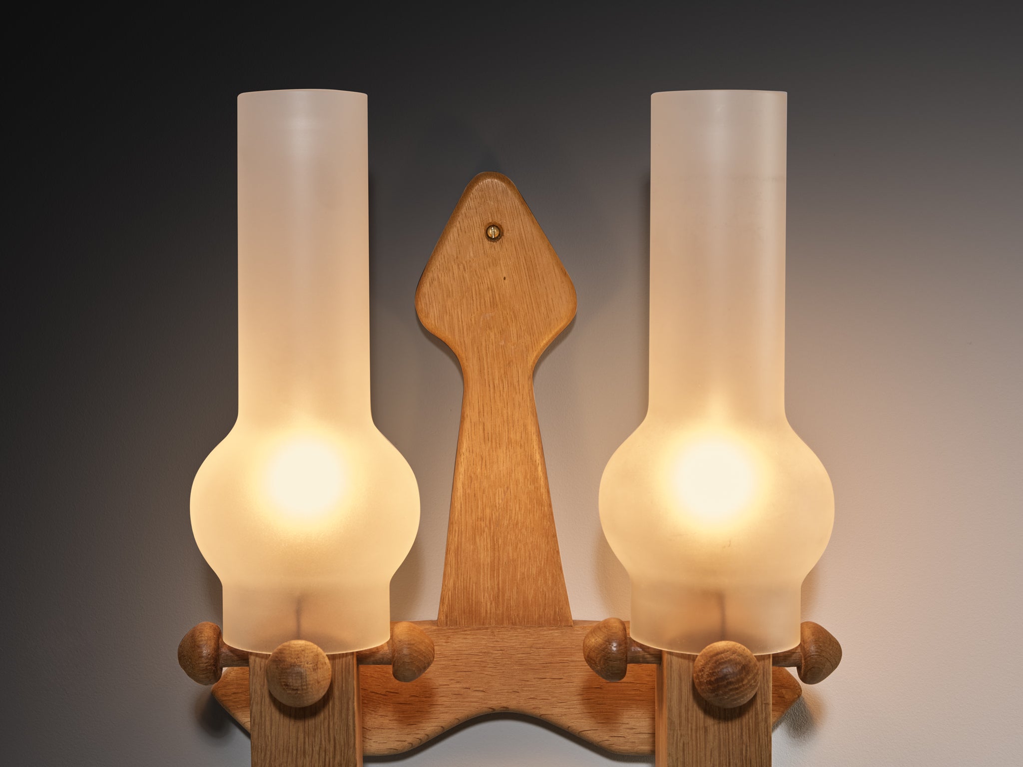 Guillerme & Chambron Wall Light in Oak and Glass Lighting Morentz