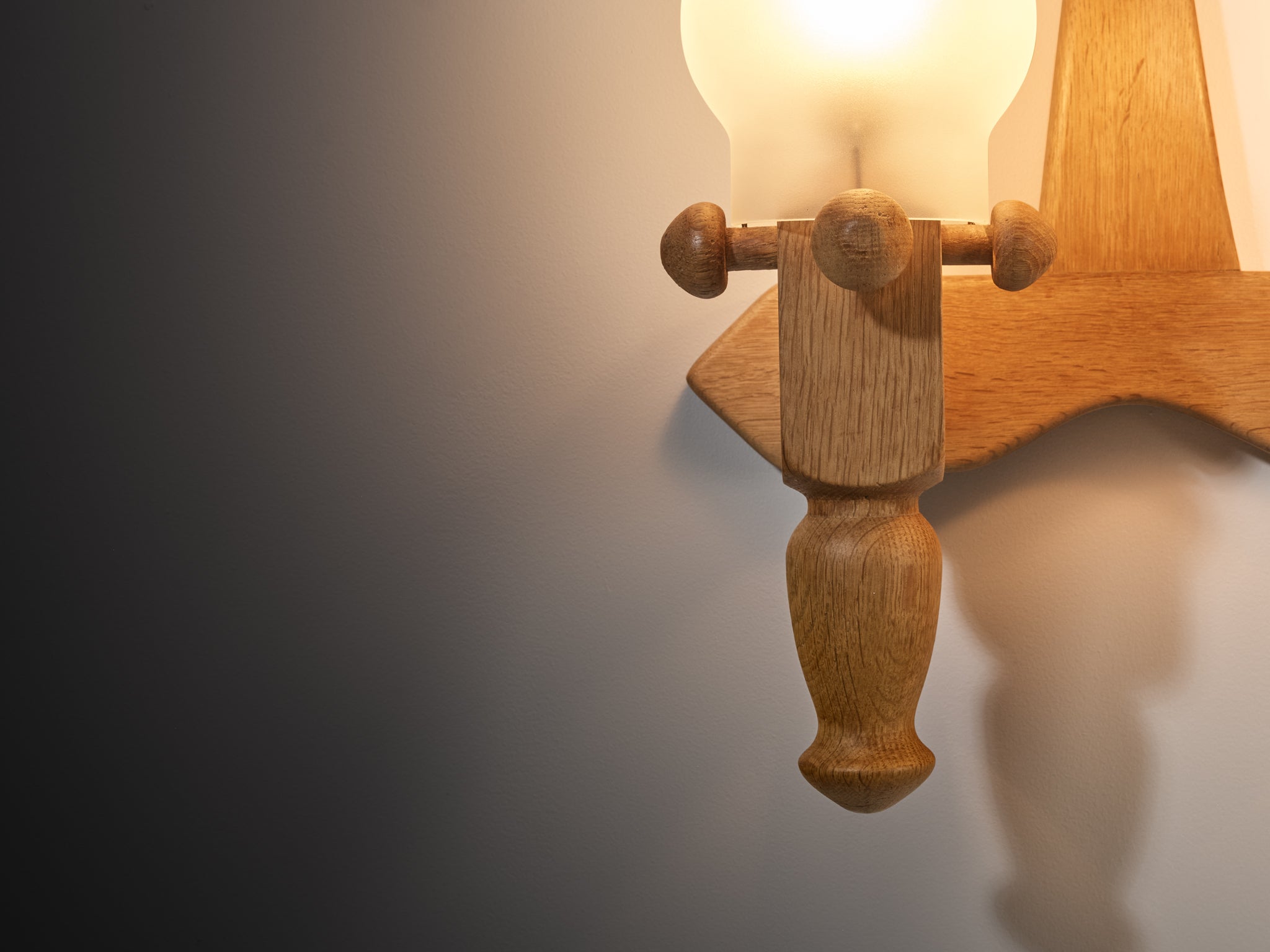 Guillerme & Chambron Wall Light in Oak and Glass Lighting Morentz