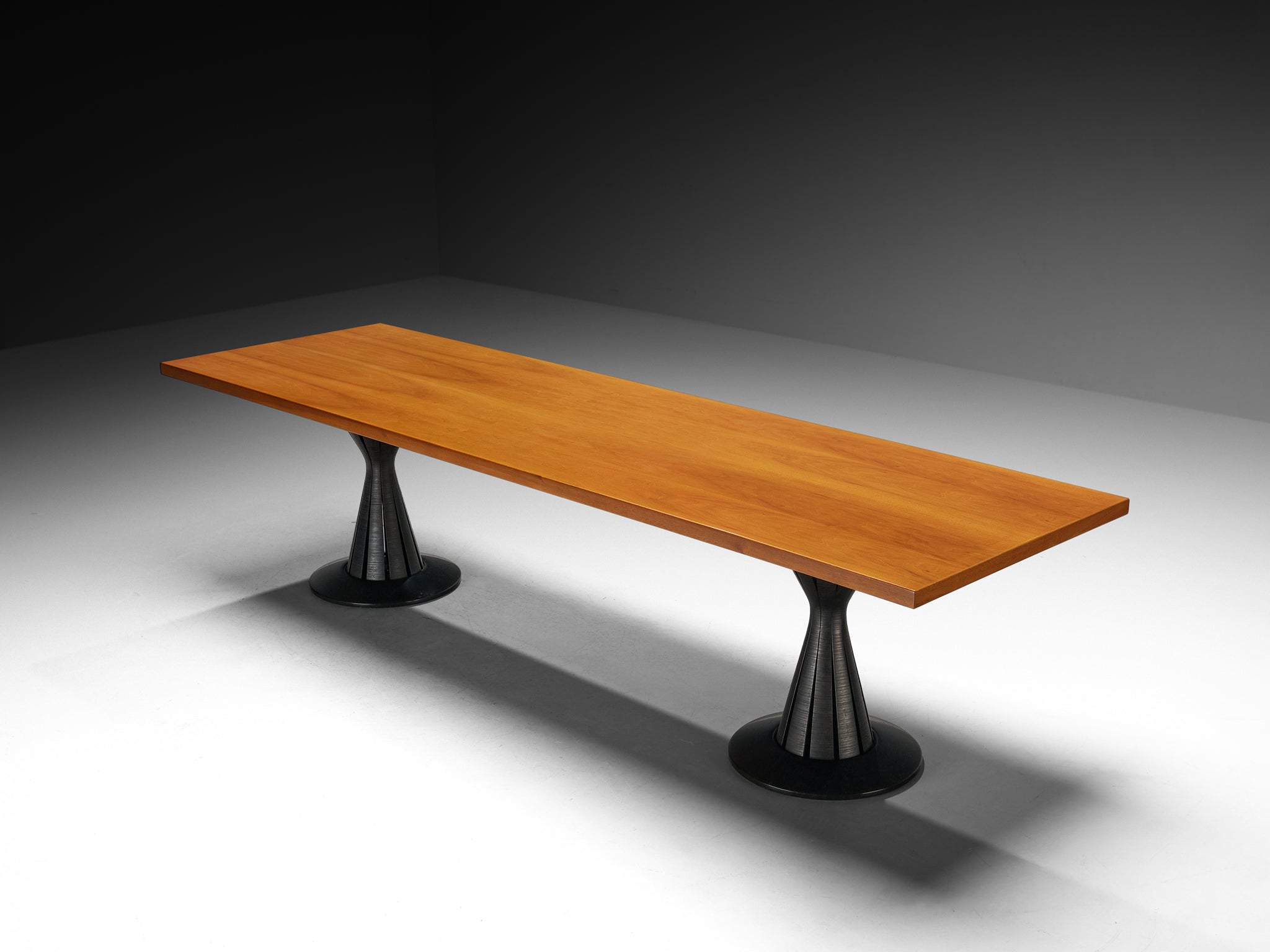 Postmodern Italian Dining Table in Cherry, Wood and Natural Stone Tables Morentz