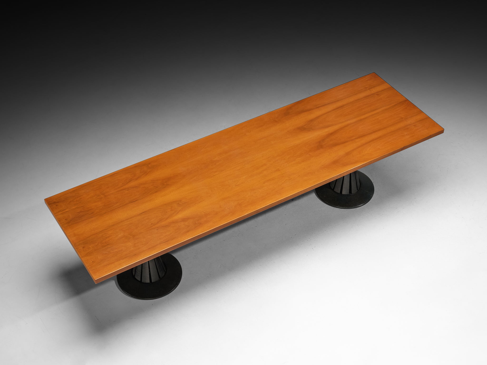 Postmodern Italian Dining Table in Cherry, Wood and Natural Stone Tables Morentz