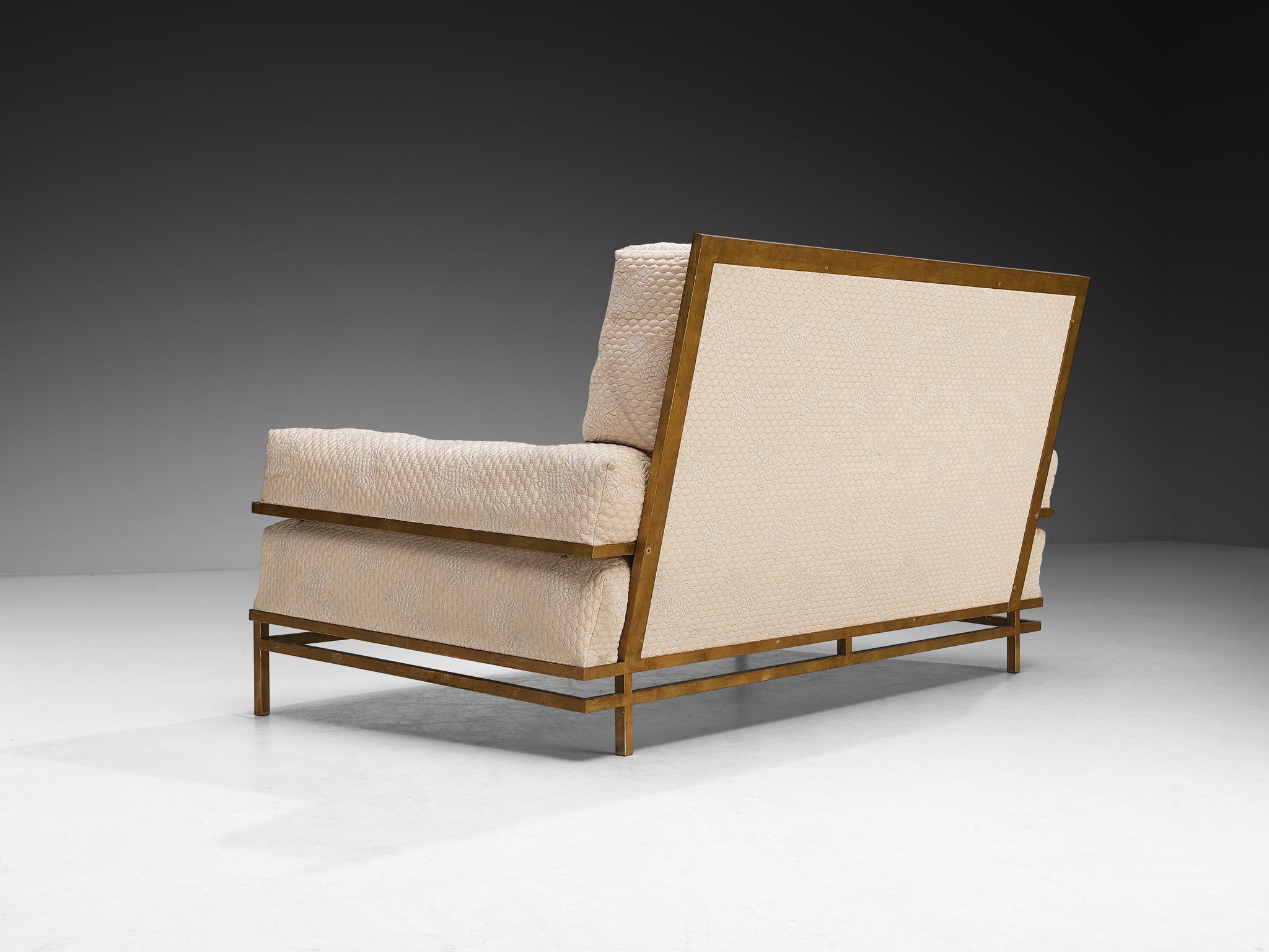 Robert Thibier Two Seat Sofa with Gold Painted Metal Frame Seating Morentz