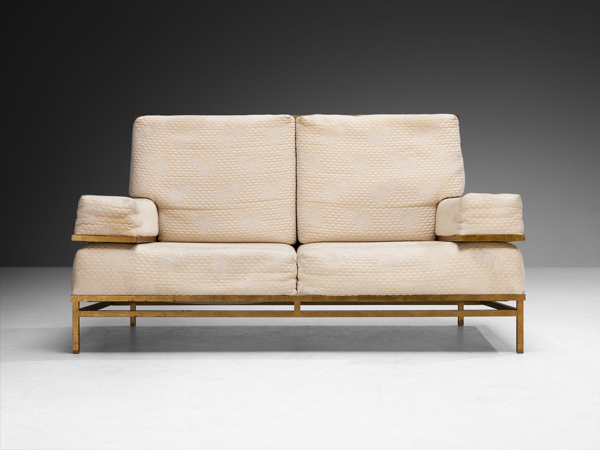 Robert Thibier Two Seat Sofa with Gold Painted Metal Frame Seating Morentz