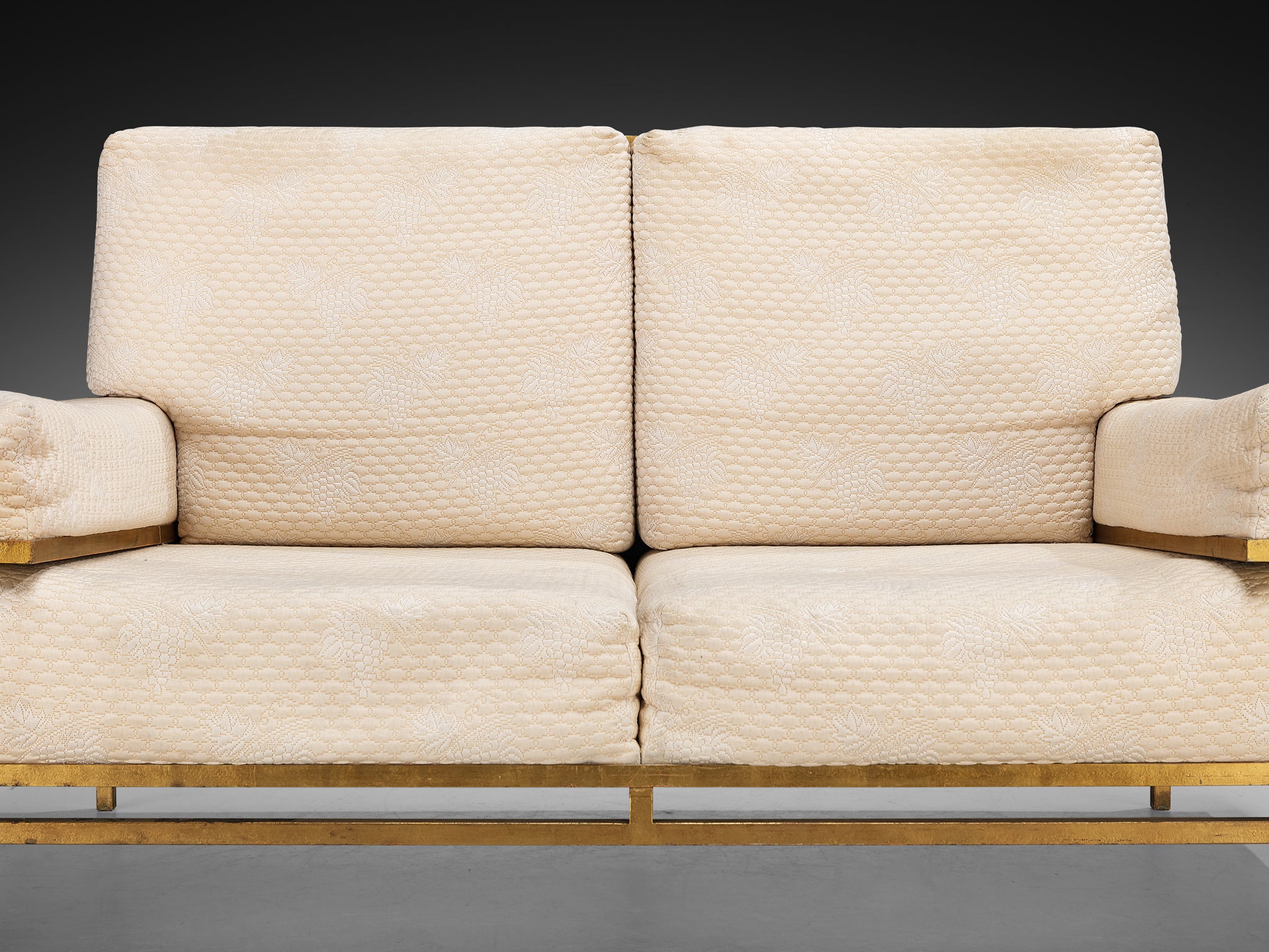 Robert Thibier Two Seat Sofa with Gold Painted Metal Frame Seating Morentz